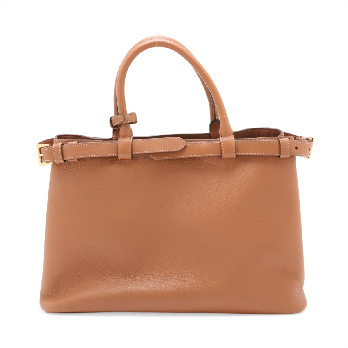 Buckle Leather 2-Way Tote Bag Brown — view 2