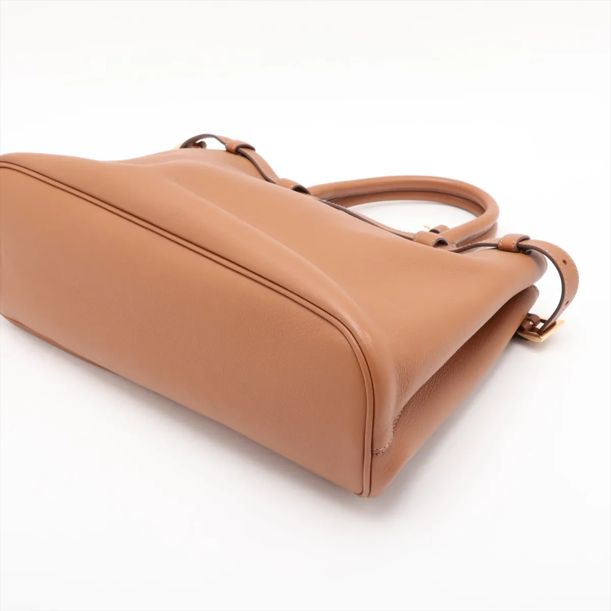 Buckle Leather 2-Way Tote Bag Brown — view 3