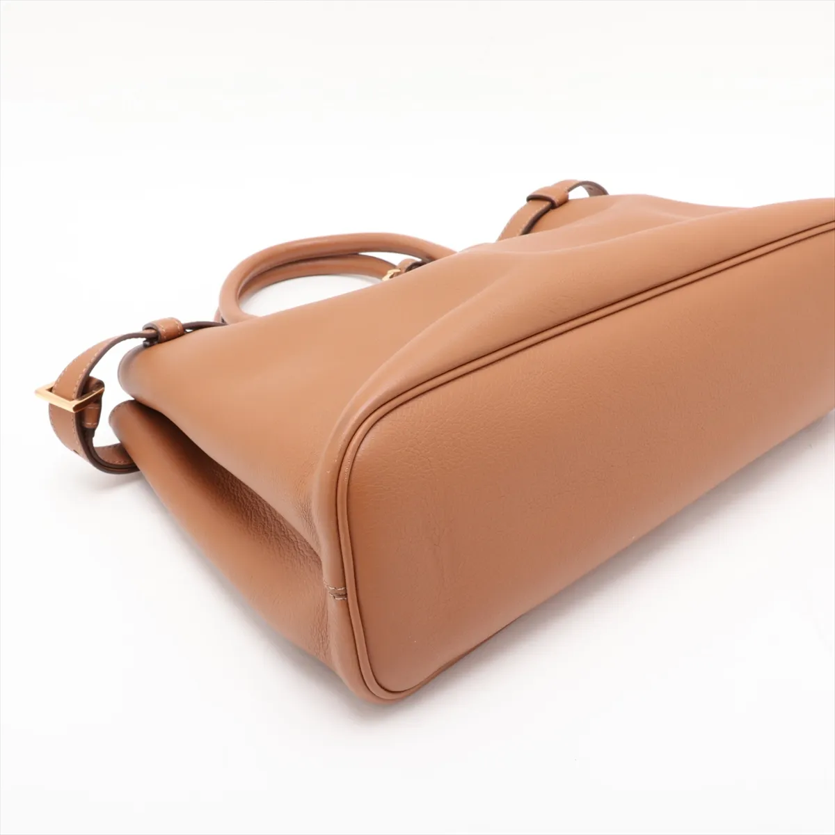 Buckle Leather 2-Way Tote Bag Brown — view 4