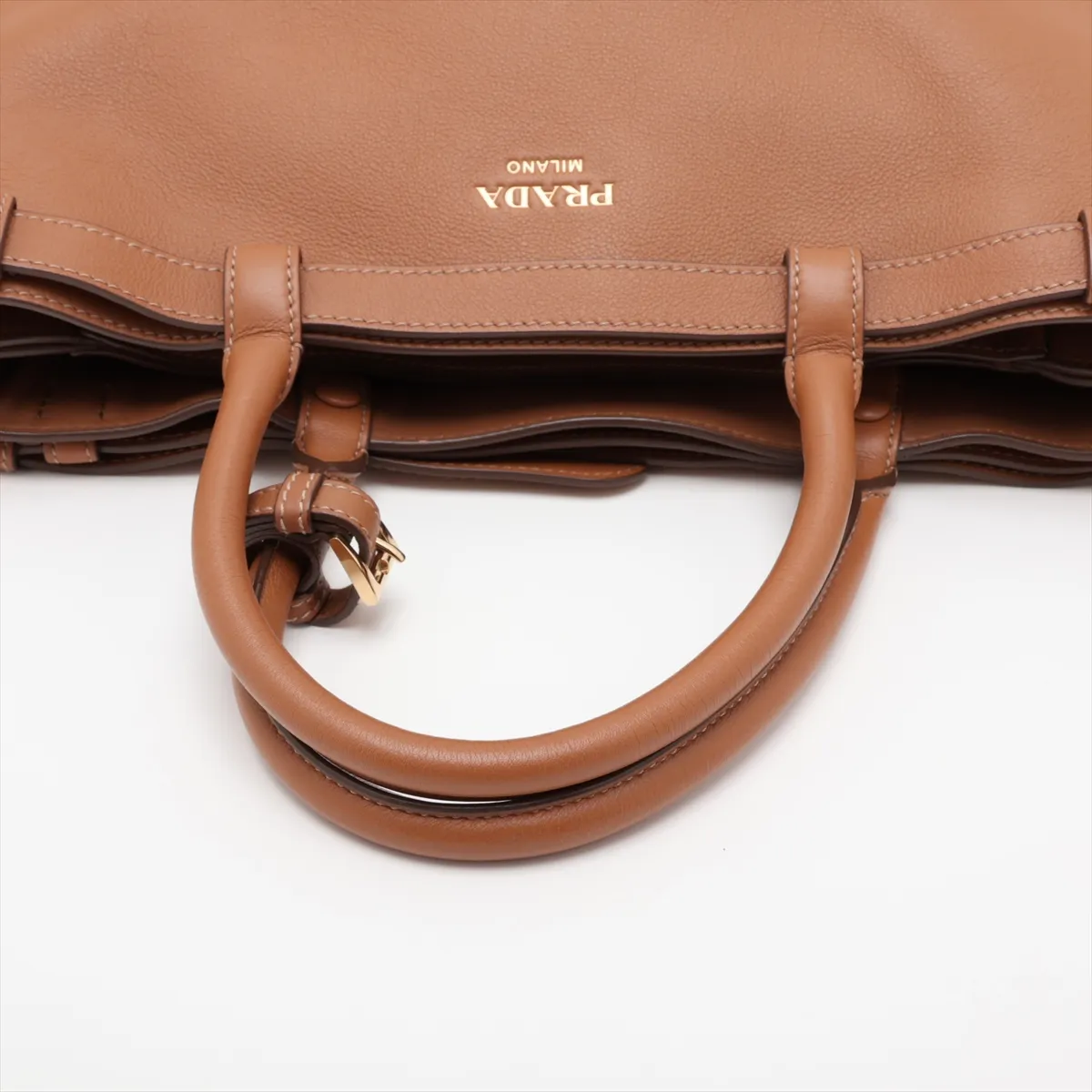 Buckle Leather 2-Way Tote Bag Brown — view 5