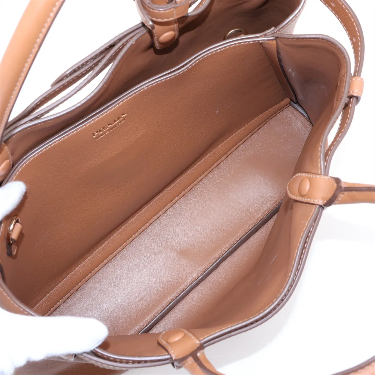 Buckle Leather 2-Way Tote Bag Brown — view 8
