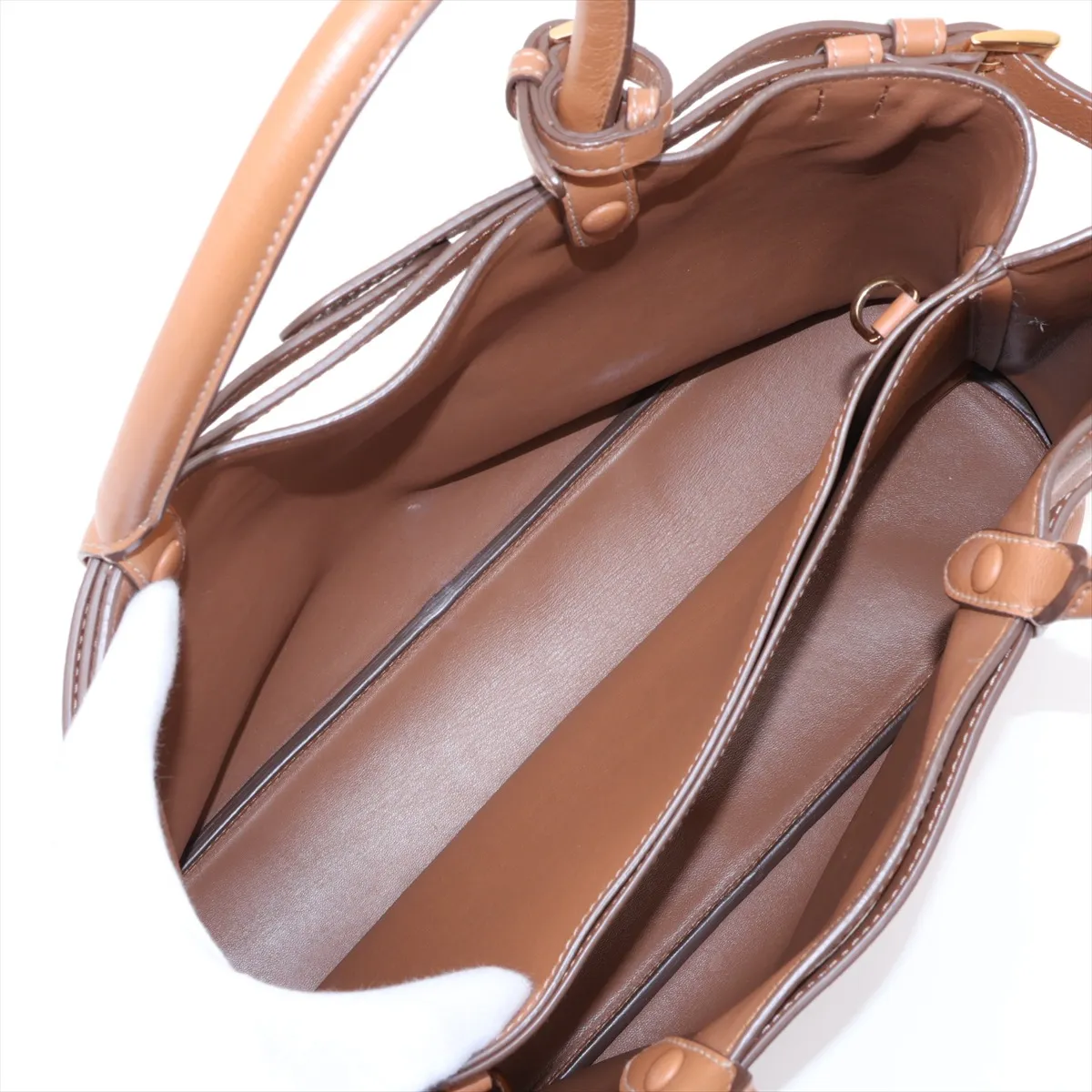 Buckle Leather 2-Way Tote Bag Brown — view 10