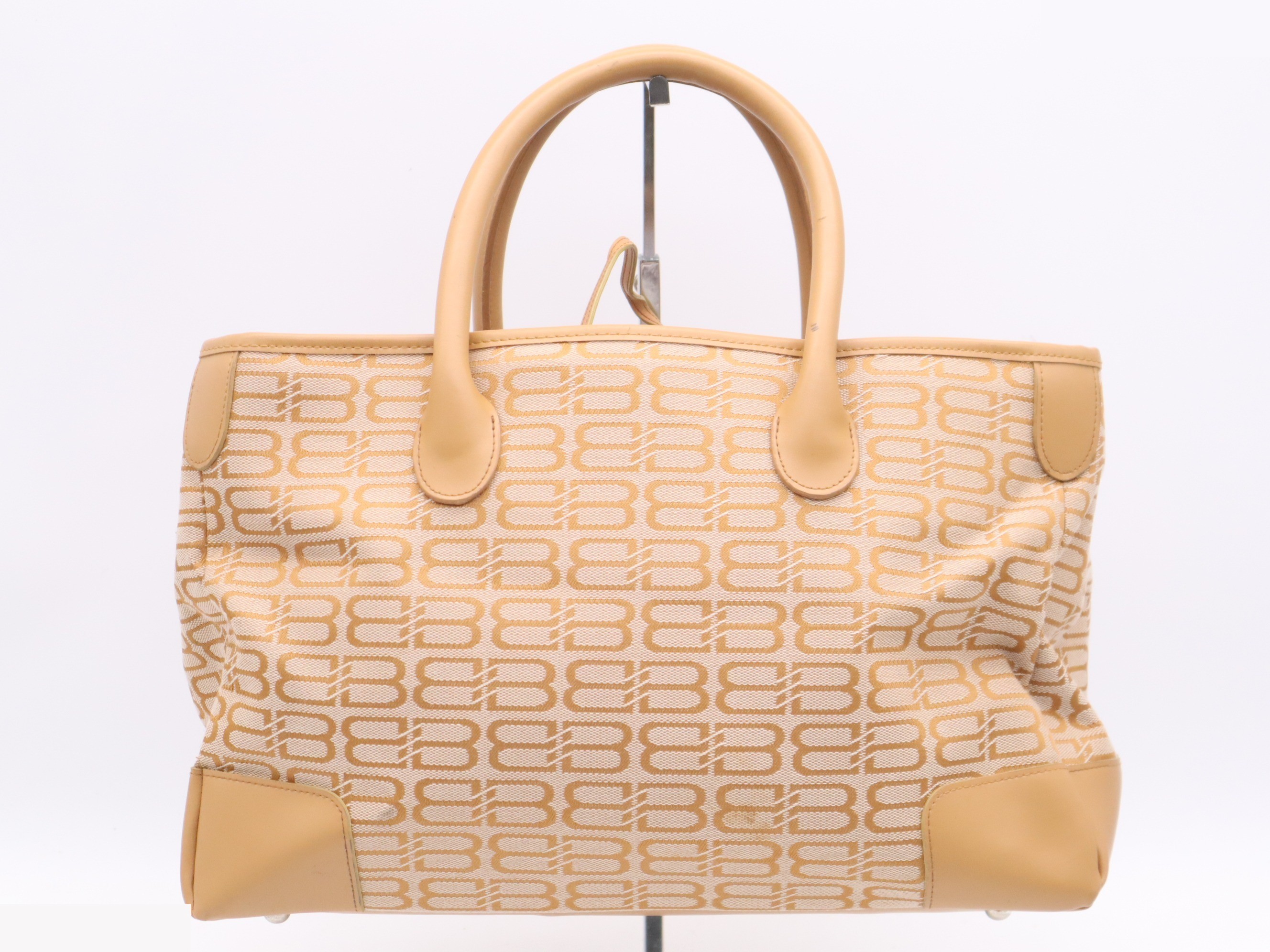 Jacquard/Leather BB Logo Monogram Tote Bag, Orange