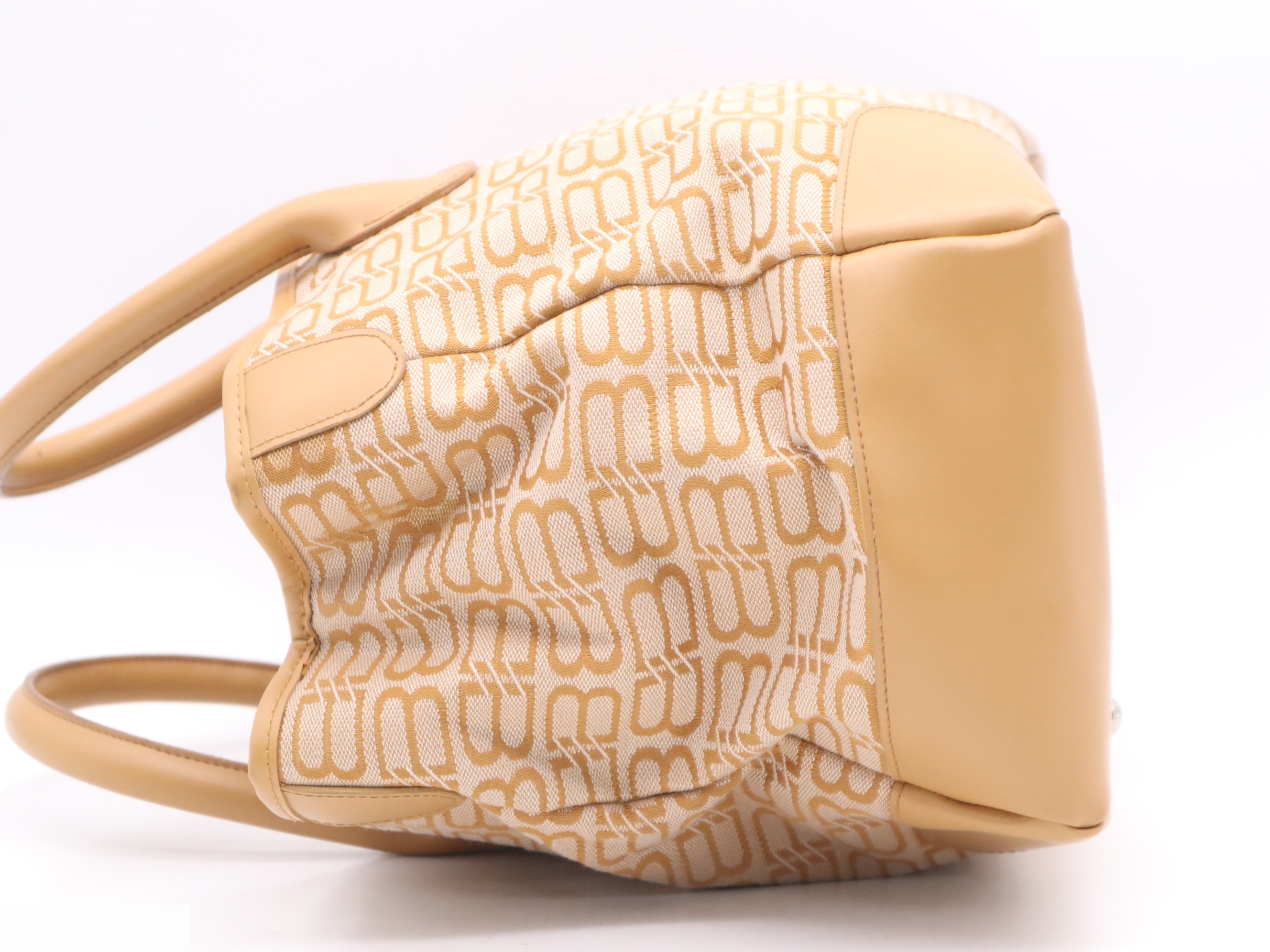 Jacquard/Leather BB Logo Monogram Tote Bag, Orange — view 3