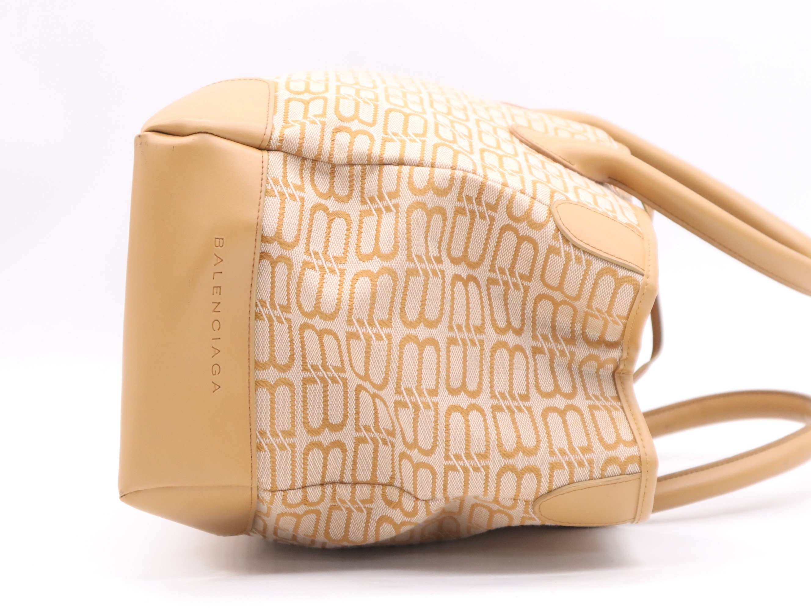 Jacquard/Leather BB Logo Monogram Tote Bag, Orange — view 5