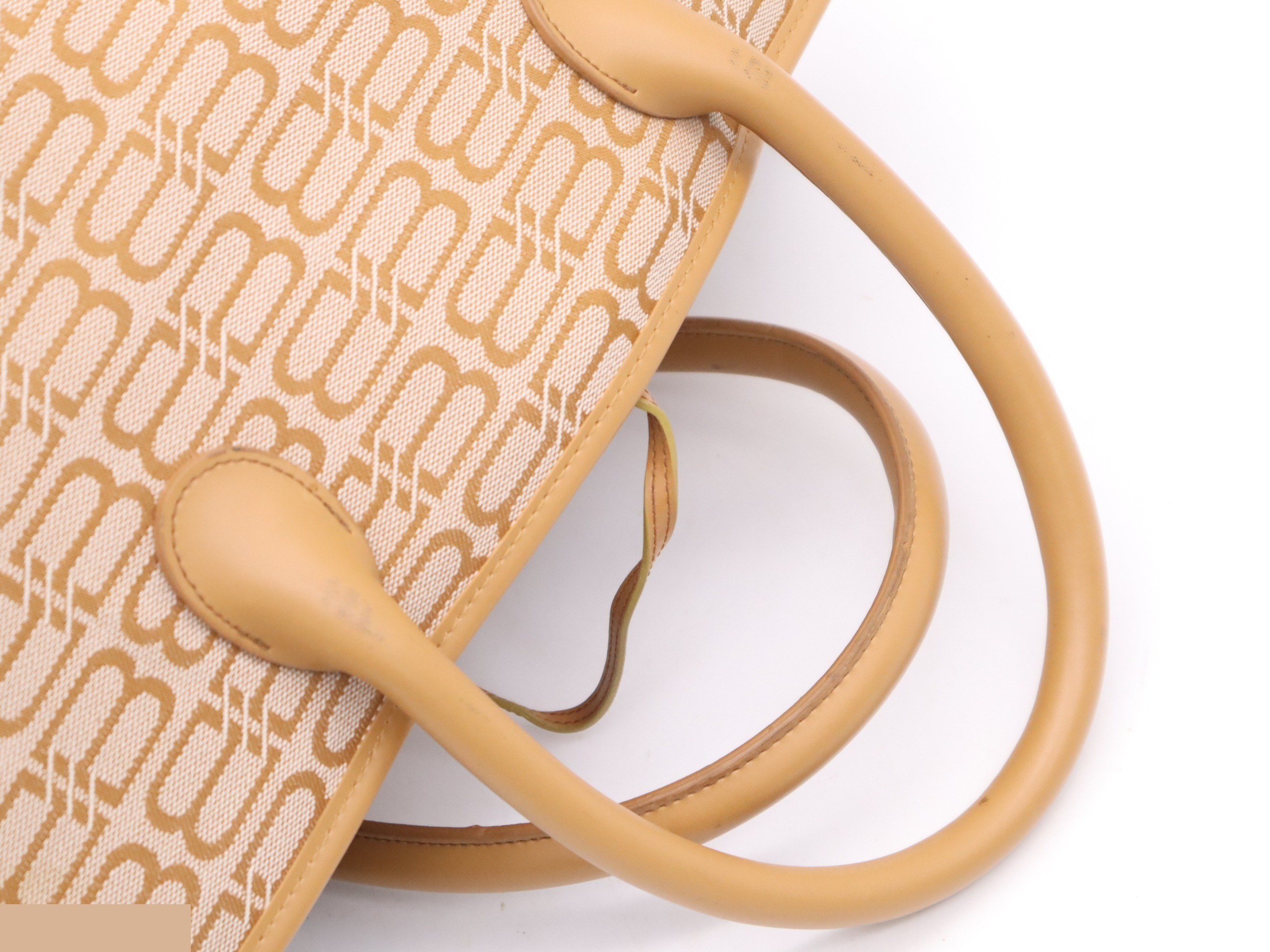 Jacquard/Leather BB Logo Monogram Tote Bag, Orange — view 6
