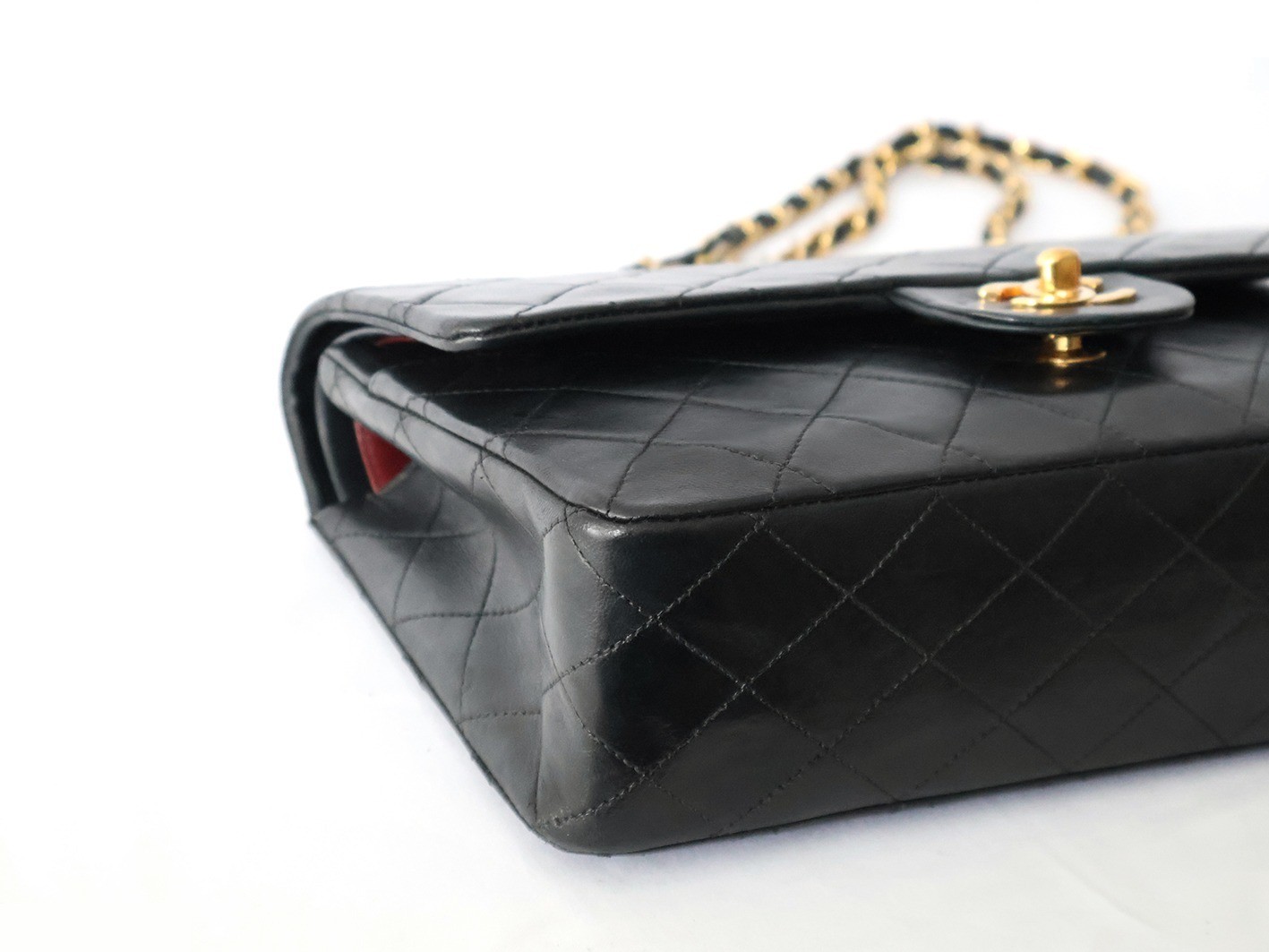 Matelassé 25 Lambskin Double Flap Double Chain Shoulder Bag, Black — view 3