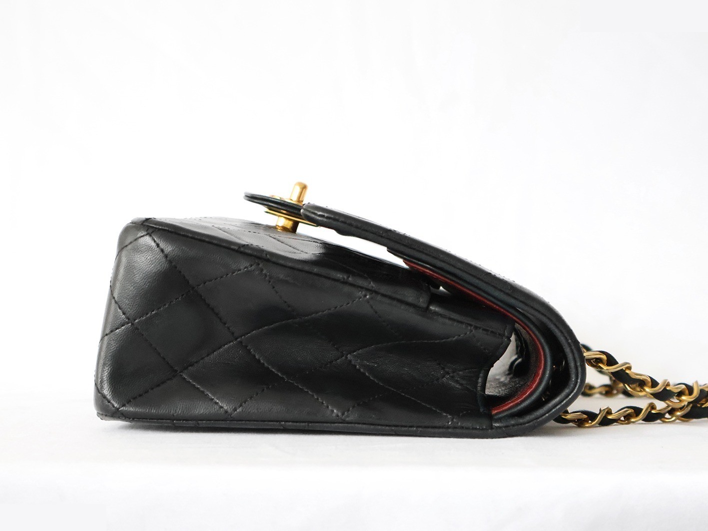 Matelassé 25 Lambskin Double Flap Double Chain Shoulder Bag, Black — view 6