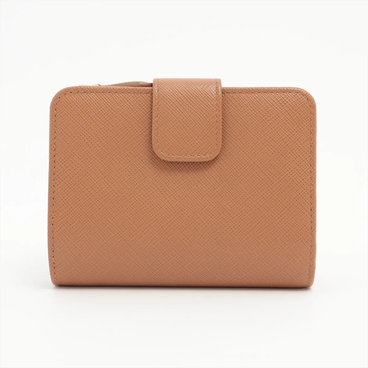 Saffiano Triangle 1ML018 Leather Compact Wallet Brown — view 2