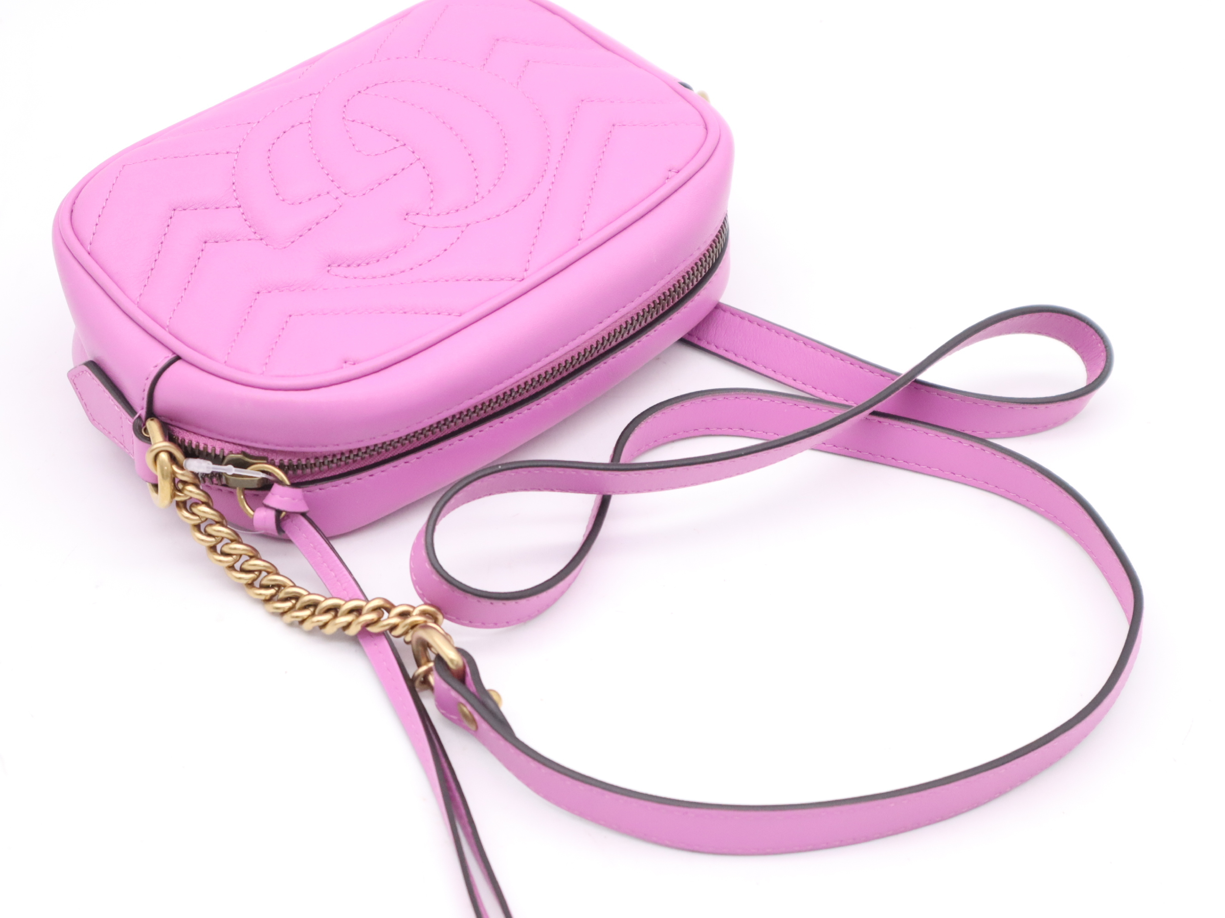 448065 GG Marmont Quilted Mini Bag Pink Shoulder Bag — view 6