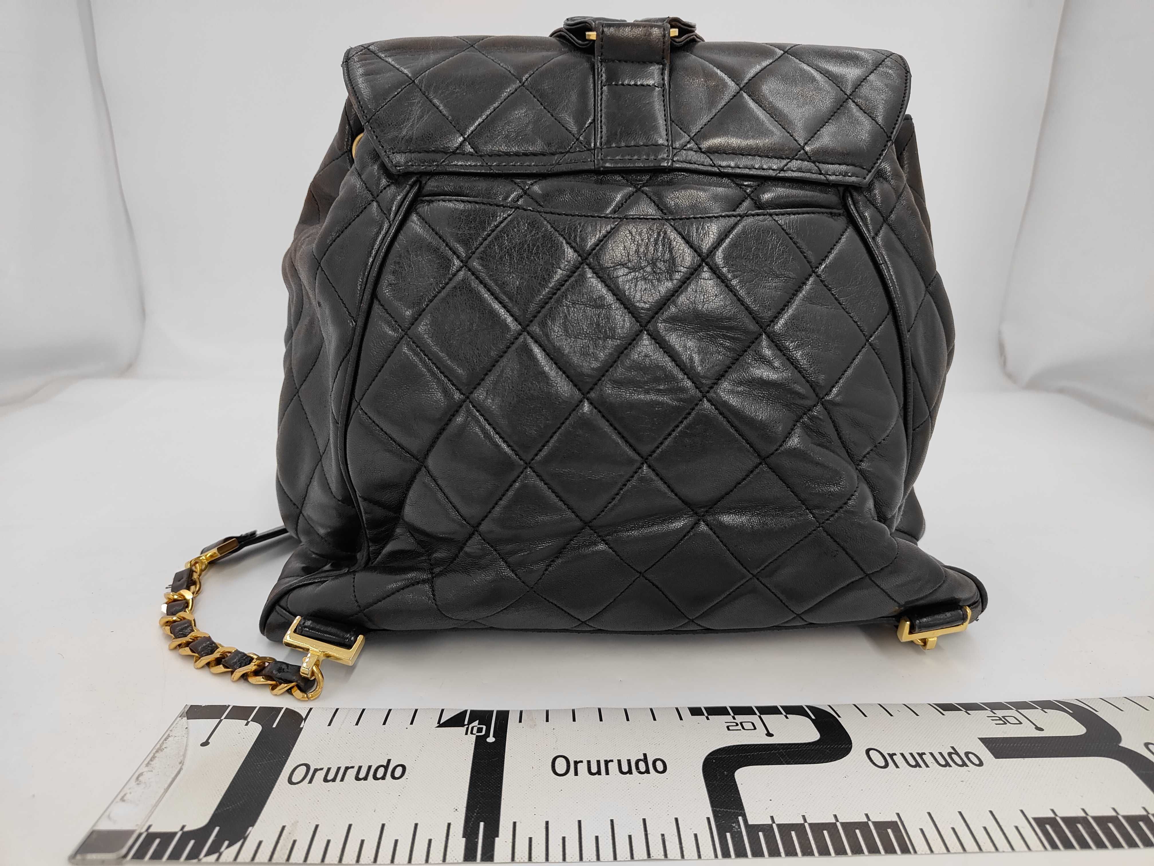 Matelassé Backpack, Black Lambskin, Brown Rucksack — view 2