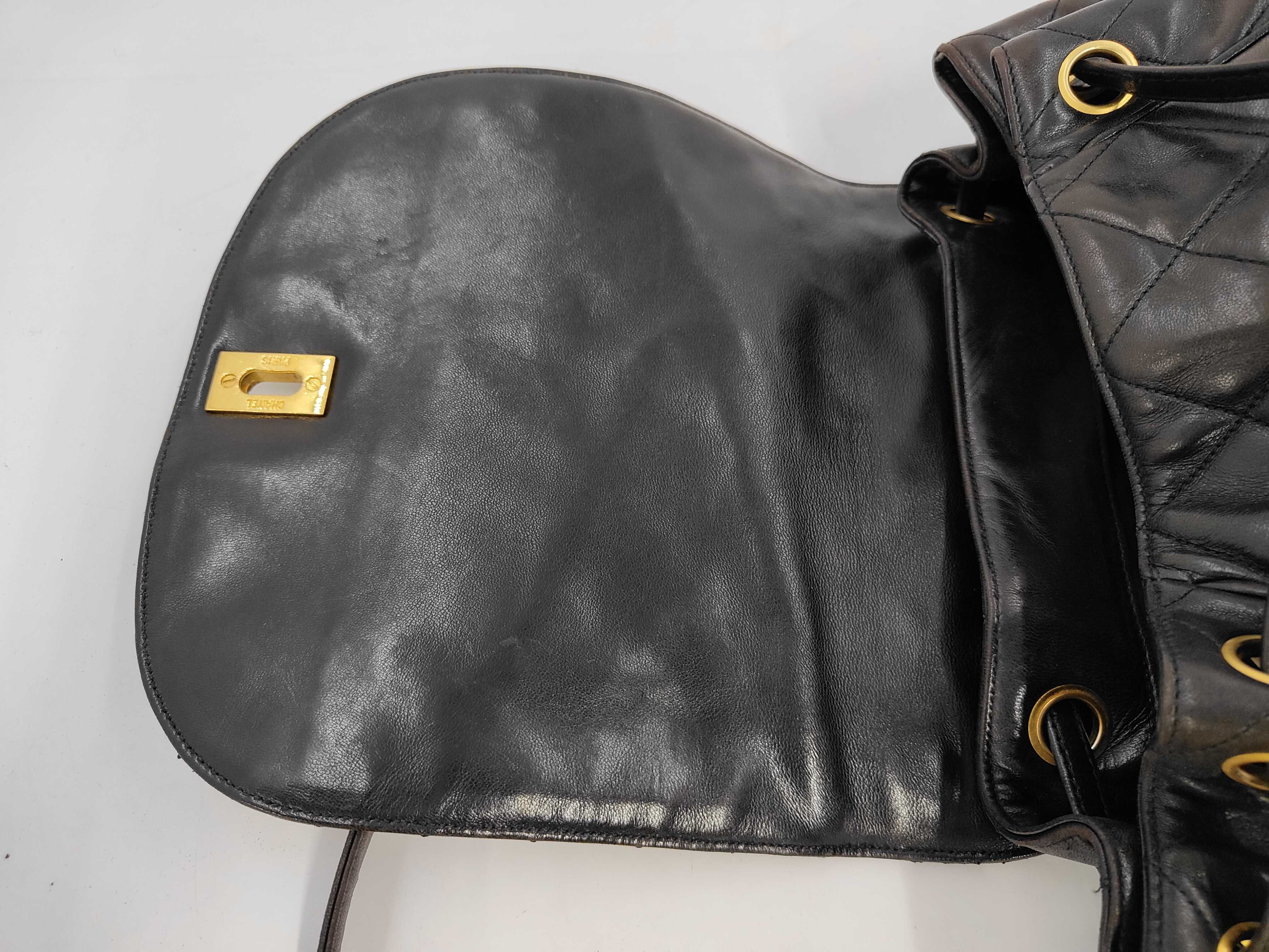 Matelassé Backpack, Black Lambskin, Brown Rucksack — view 8
