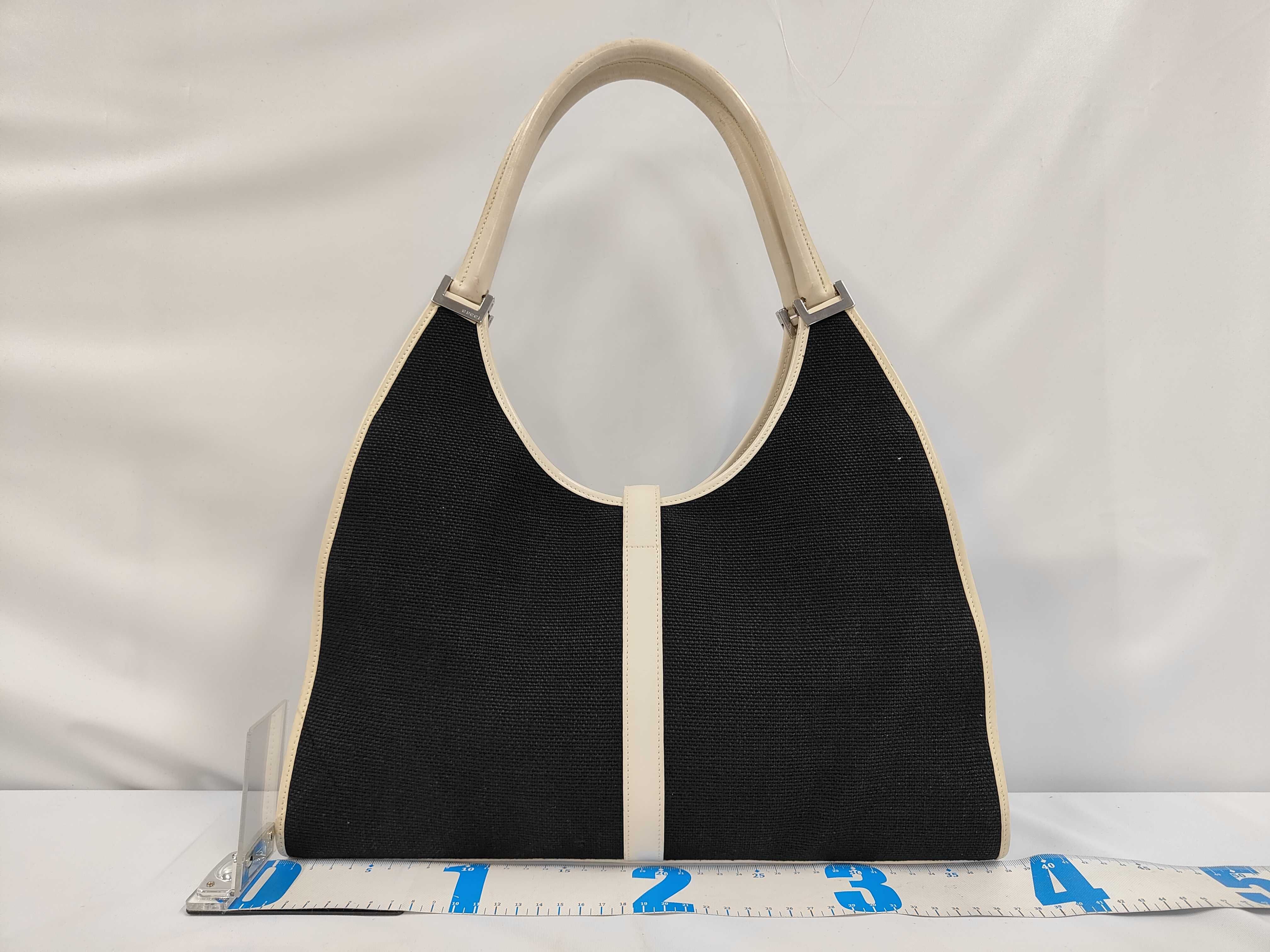 Shoulder Bag, Canvas x Leather, Black x Off-White, 002・1066 — view 2
