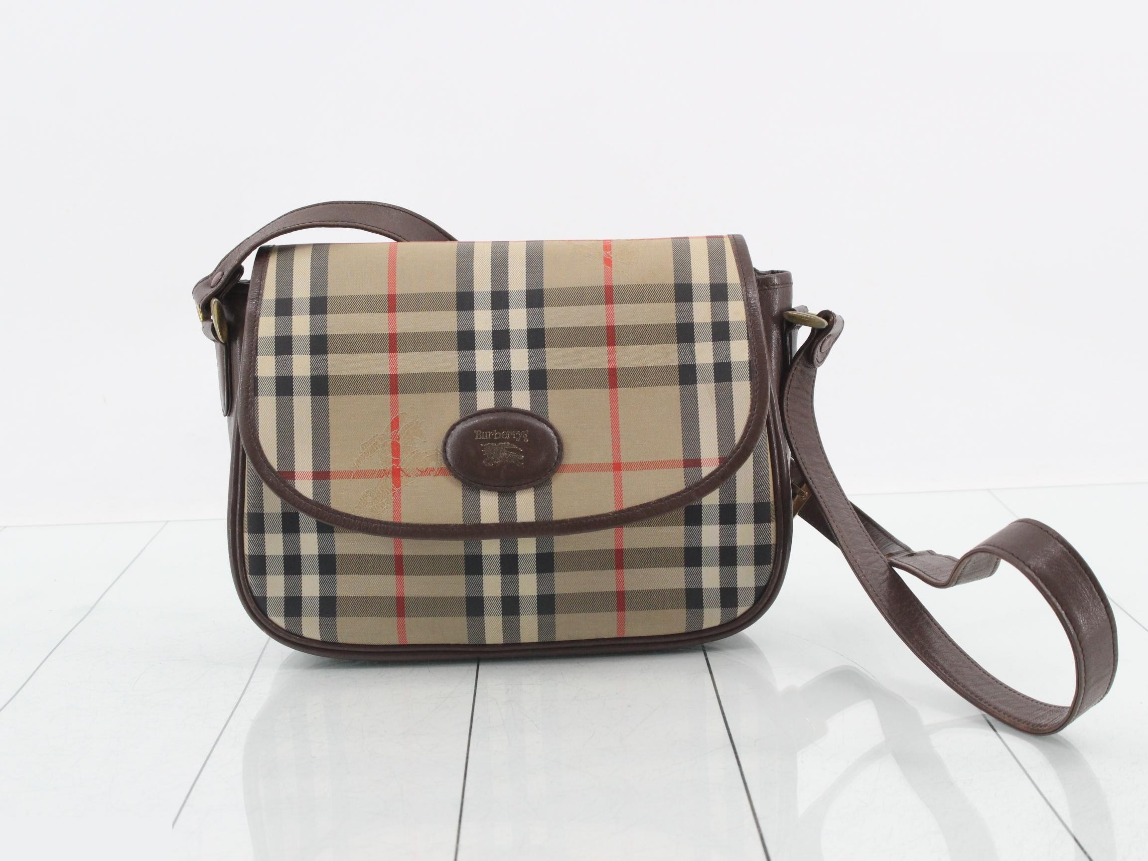 Burberrys Nova Check Horse Logo Shoulder Bag