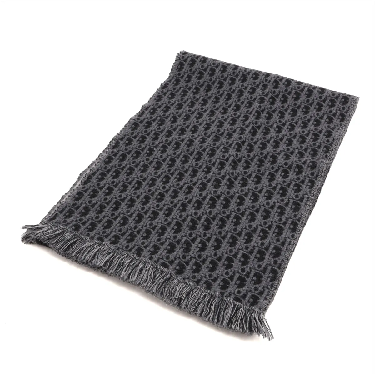 18E0005A0479 Oblique Muffler Wool Gray x Black Thread Fuzz