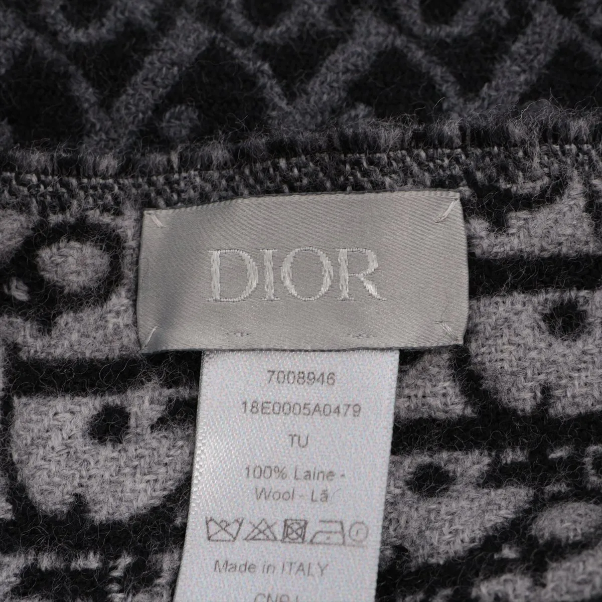 18E0005A0479 Oblique Muffler Wool Gray x Black Thread Fuzz — view 3