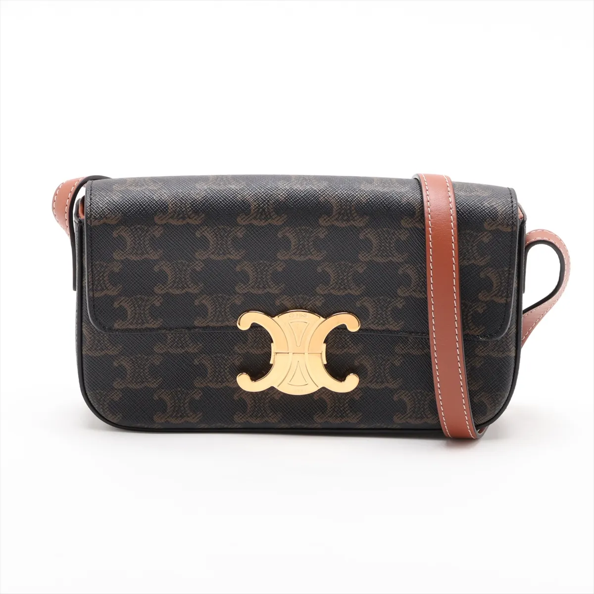 Triomphe Claude PVC Shoulder Bag, Brown
