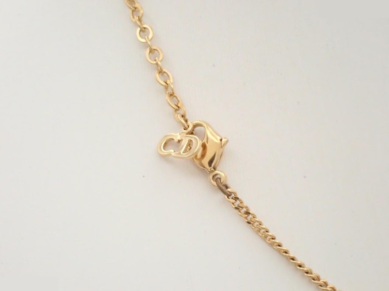 Logo rhinestone gold-plated necklace, chain approximately 42cm — view 2