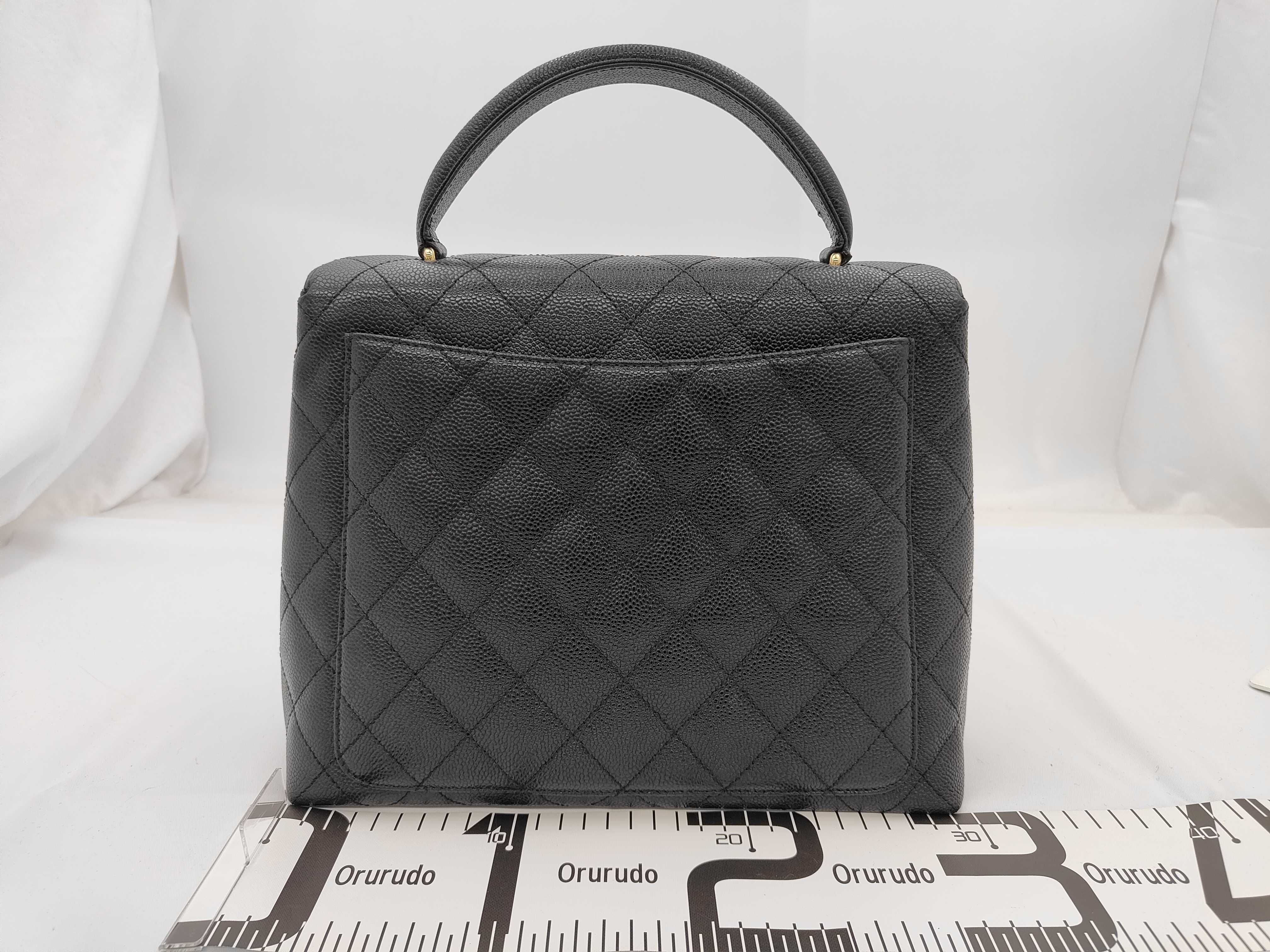 Black Matelassé Caviar Skin Handbag — view 2