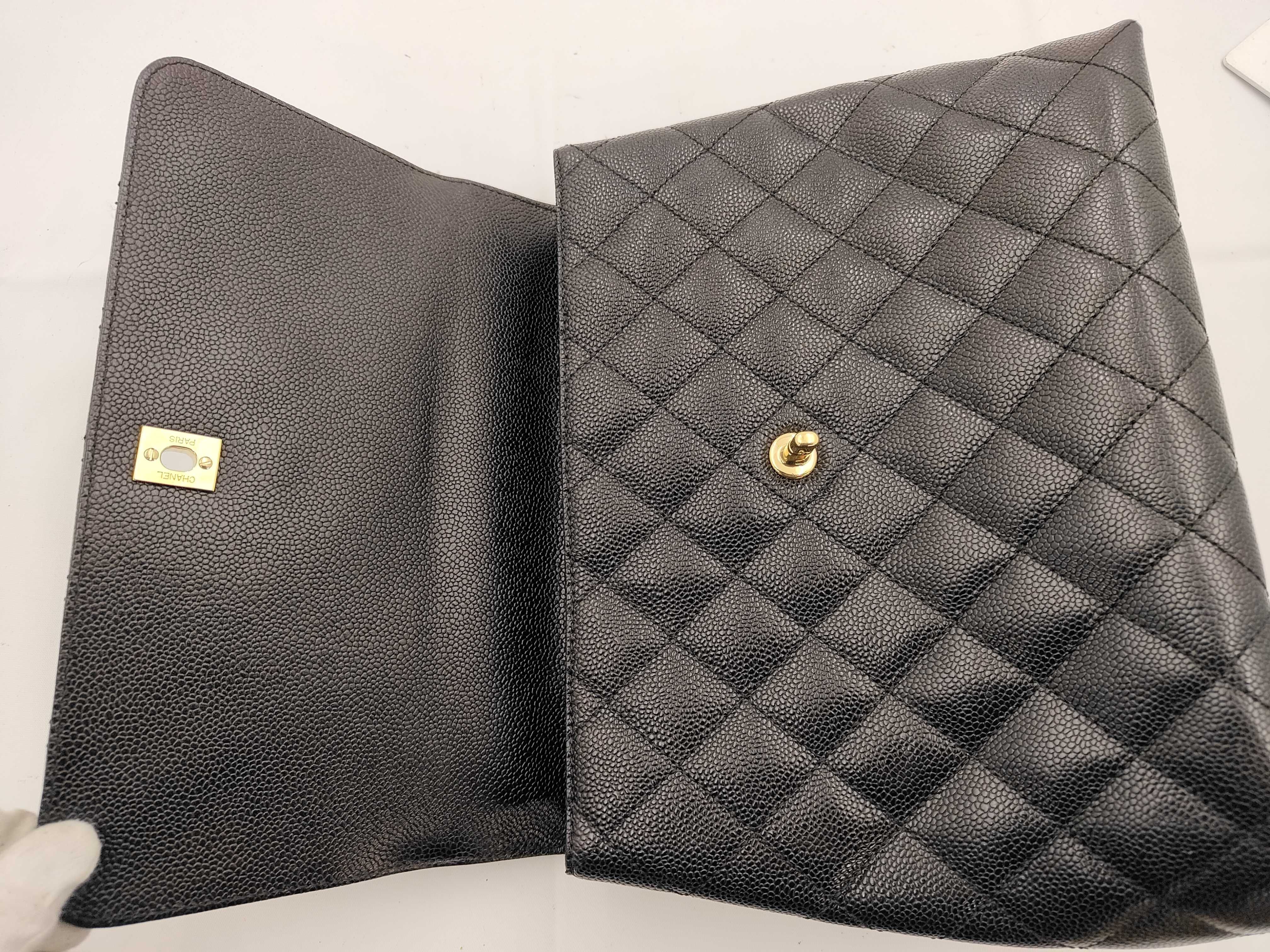 Black Matelassé Caviar Skin Handbag — view 12
