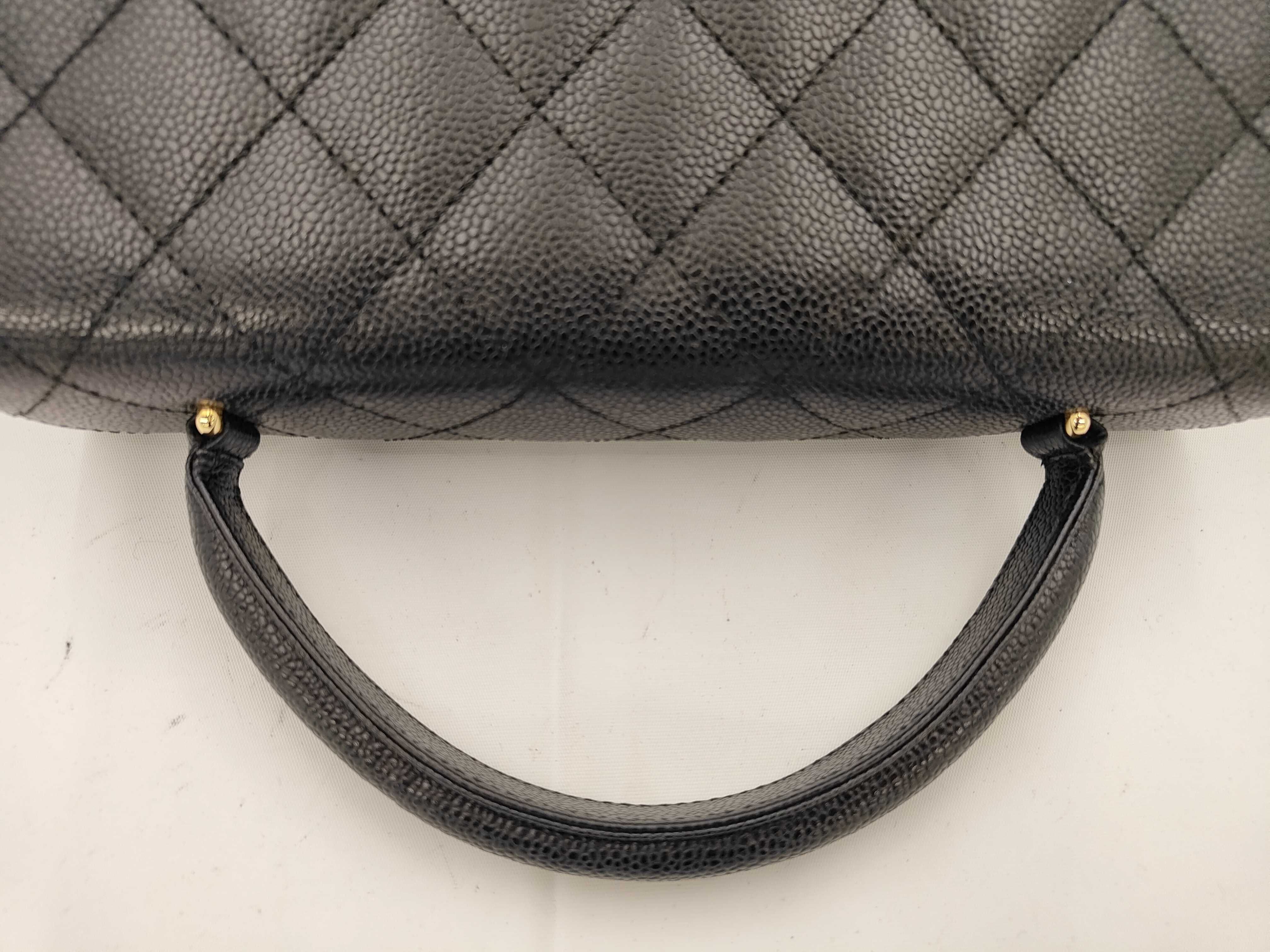 Black Matelassé Caviar Skin Handbag — view 3