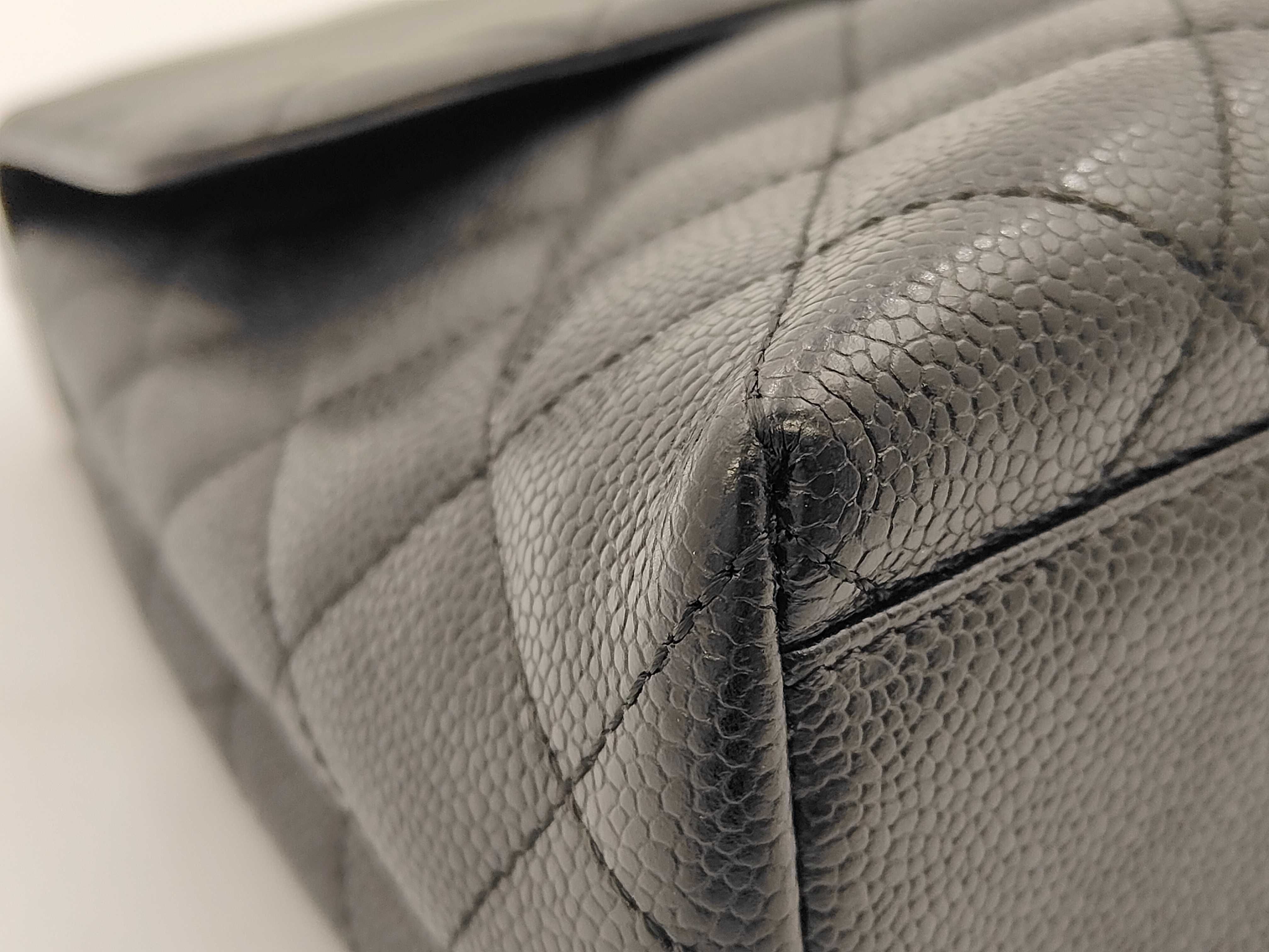 Black Matelassé Caviar Skin Handbag — view 6