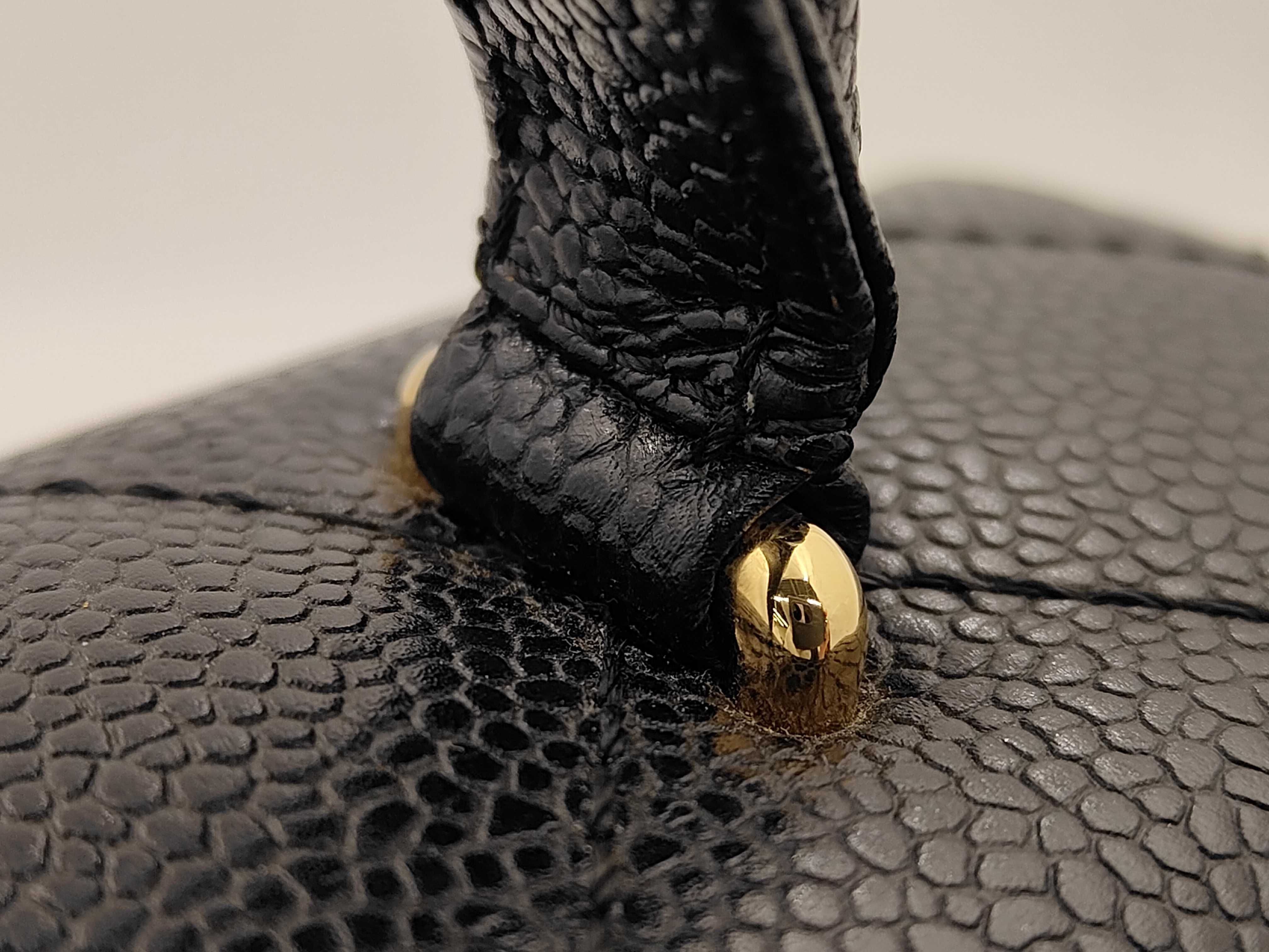 Black Matelassé Caviar Skin Handbag — view 7
