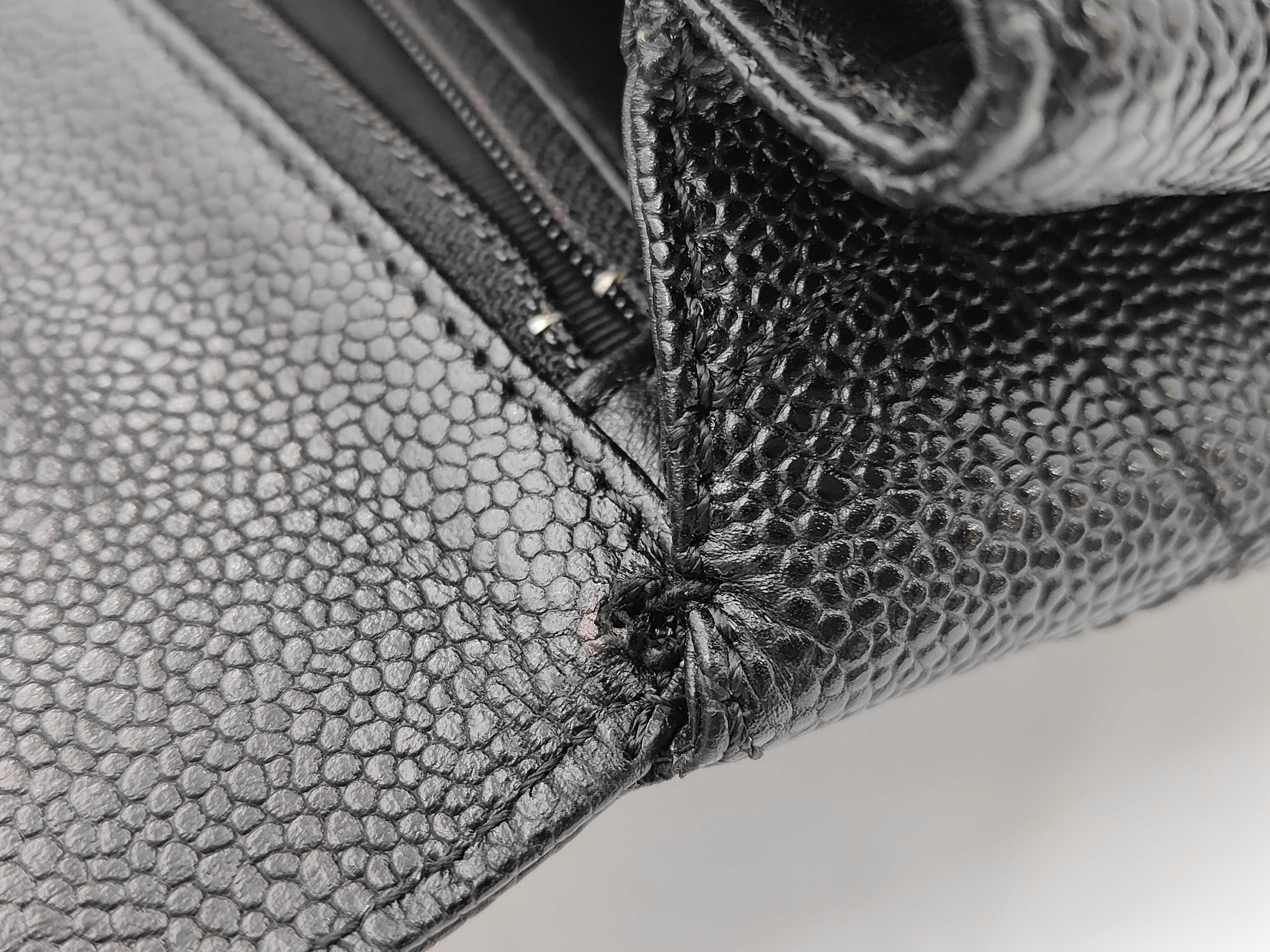Black Matelassé Caviar Skin Handbag — view 8