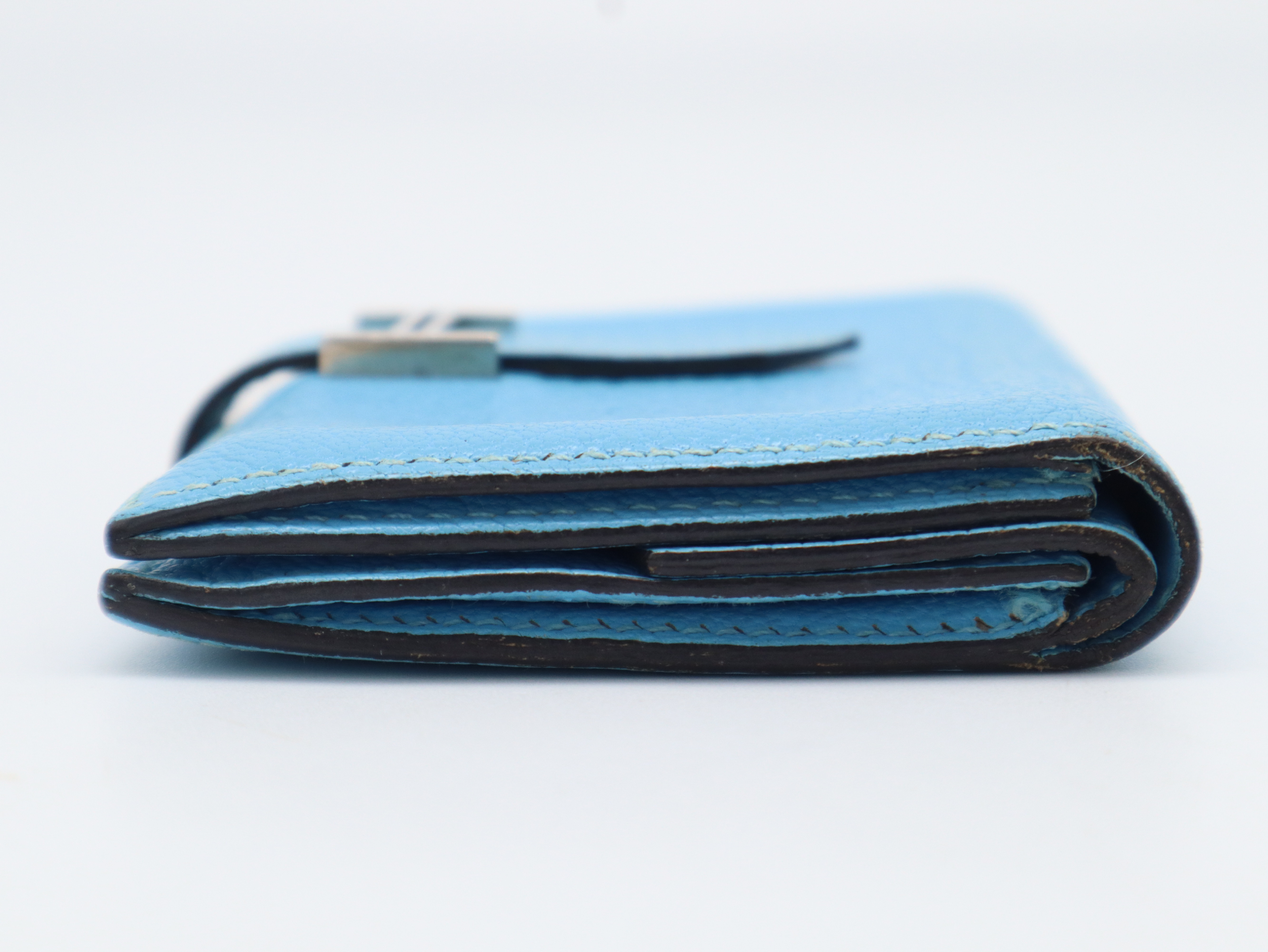 Bearn Mini Wallet, L stamp, Chevre leather, Blue — view 3