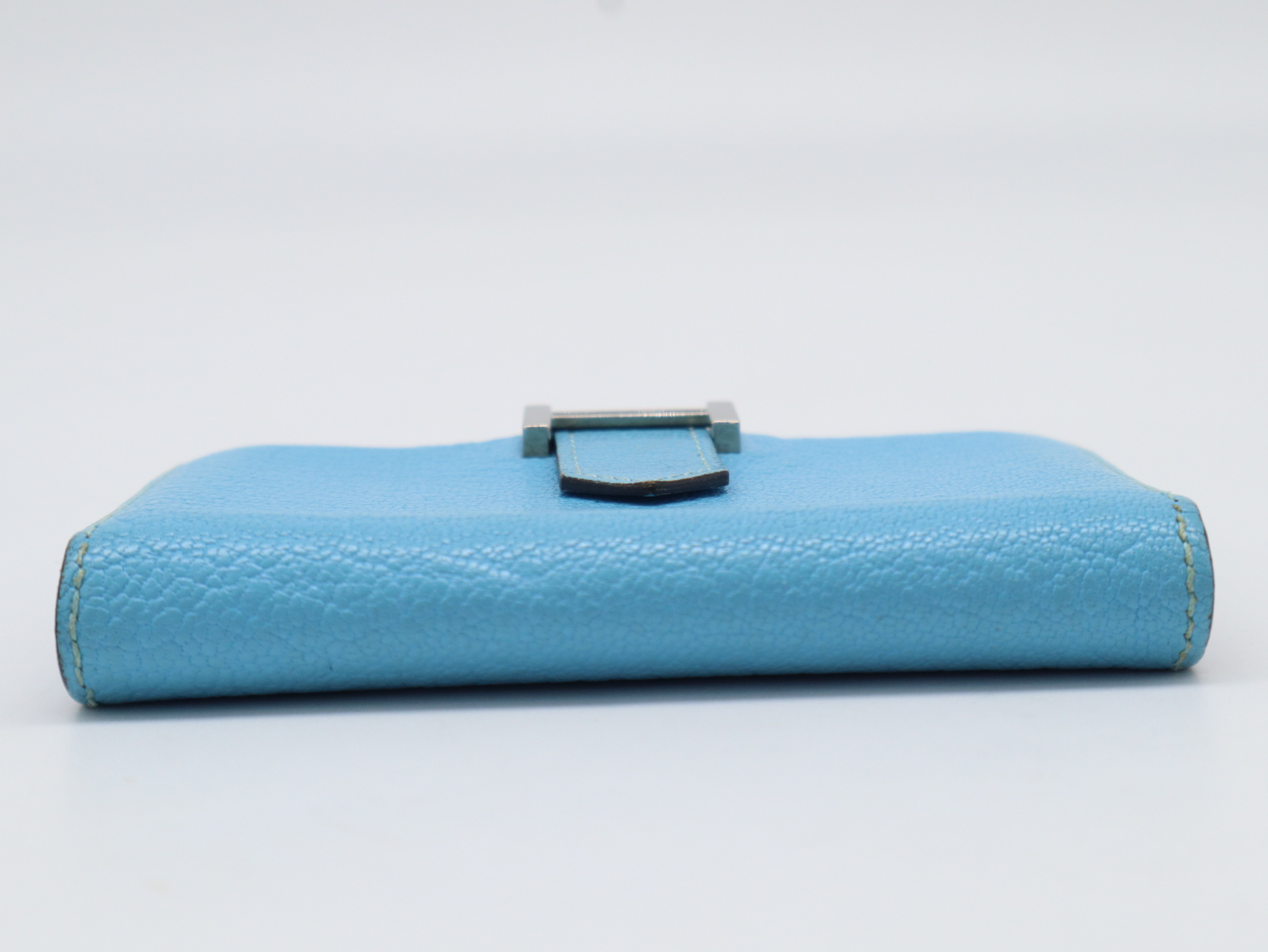 Bearn Mini Wallet, L stamp, Chevre leather, Blue — view 4