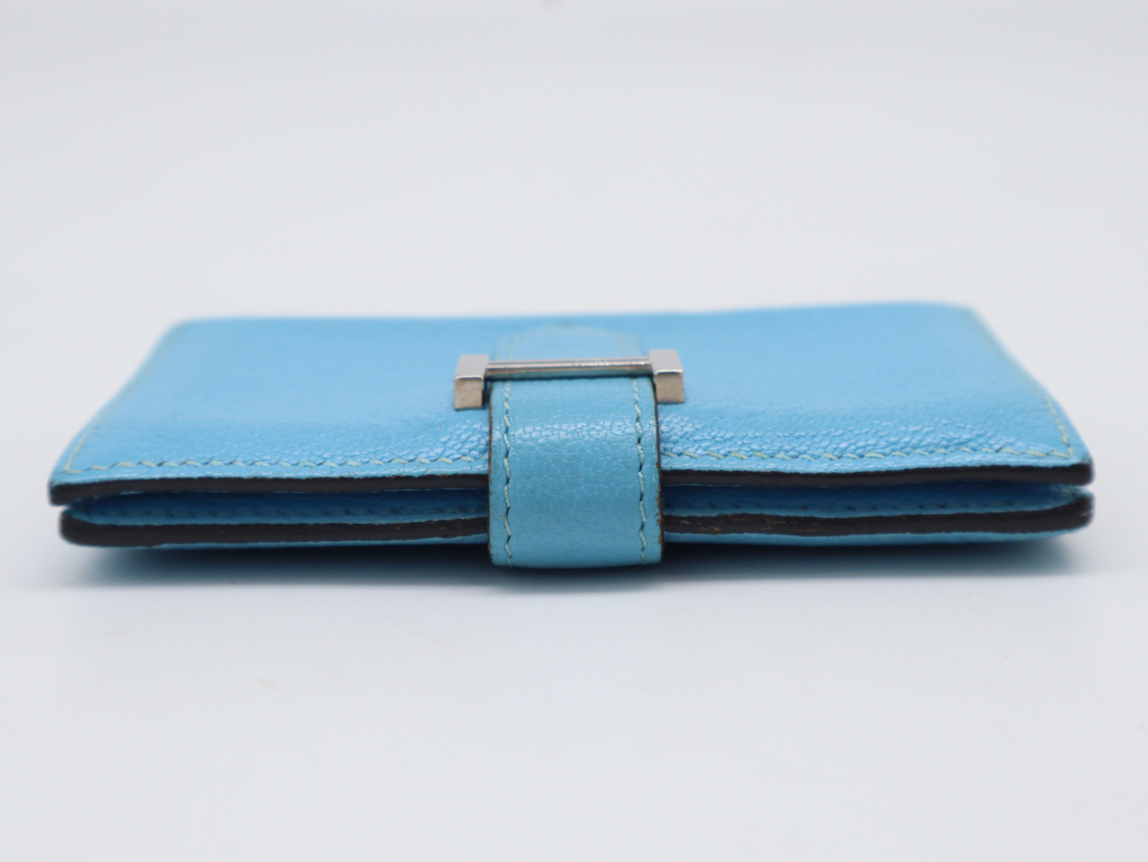 Bearn Mini Wallet, L stamp, Chevre leather, Blue — view 6