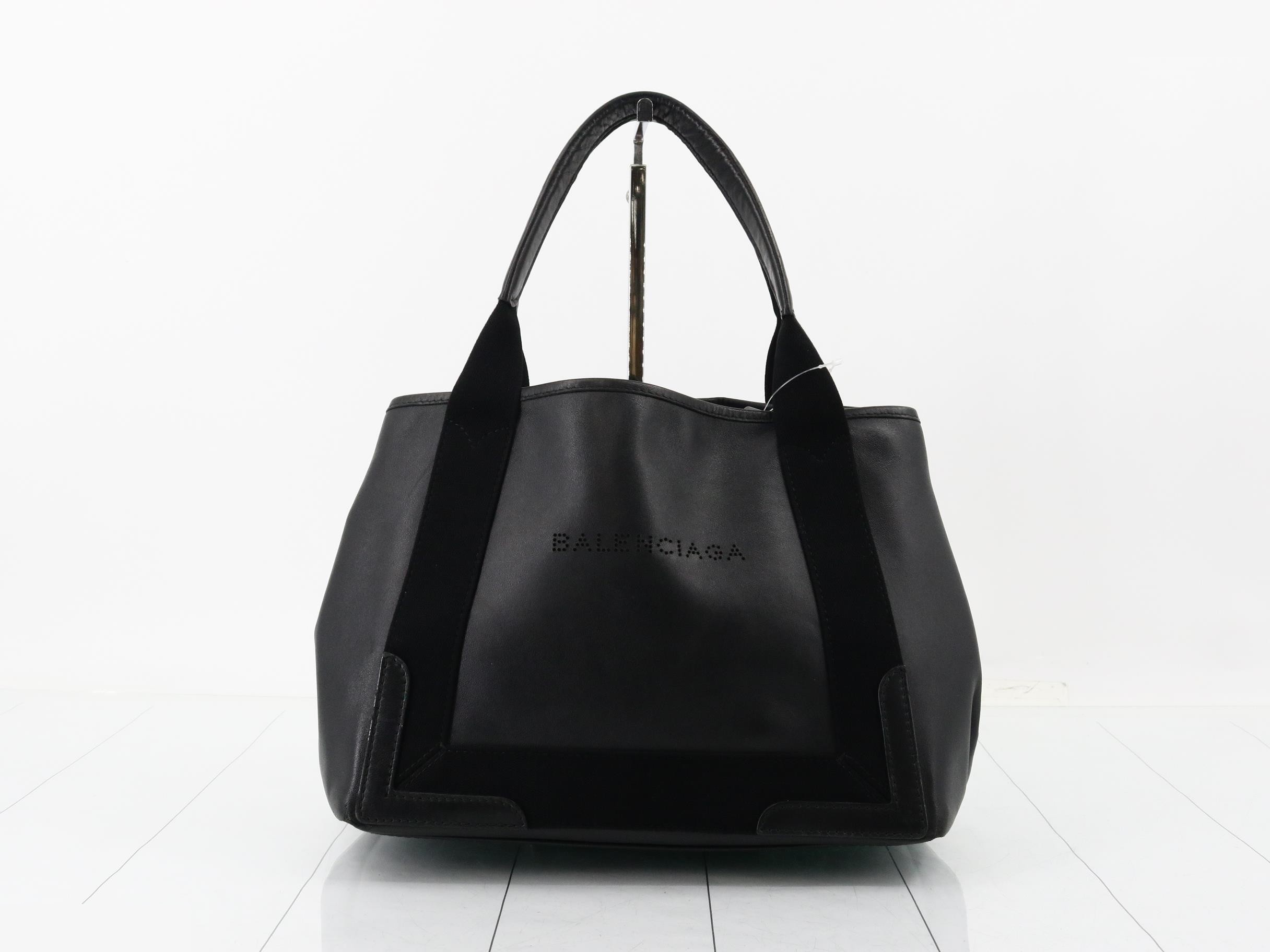 Navy Cabas Leather Handbag