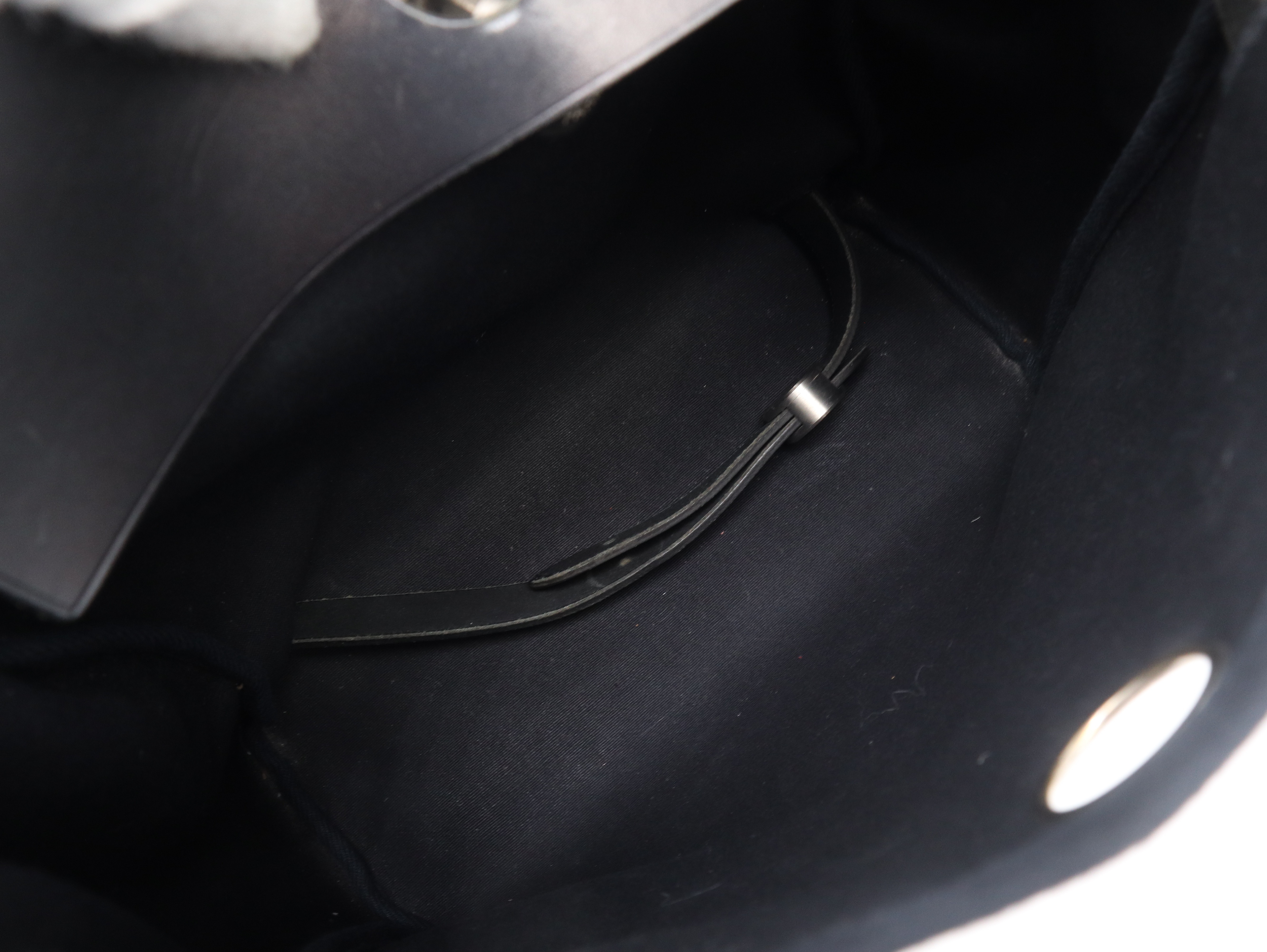 Toile Officier x Leather Herbag Ad PM Backpack, Black, Silver Hardware, Includes Padlock, Key, Clochette, and Replacement Bag, D Stamp, 2000. — view 7