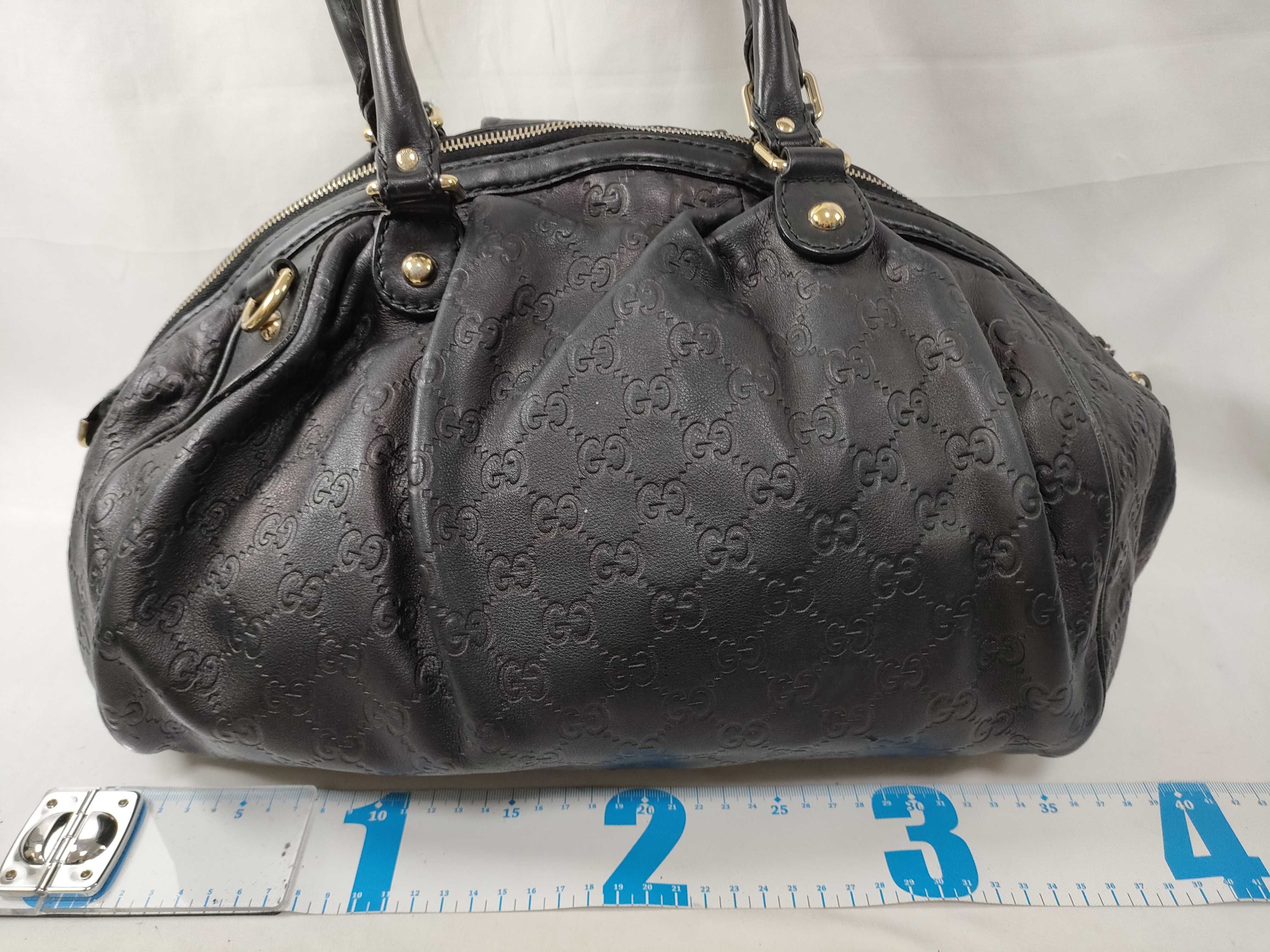 Black Leather Dumpling Bag with Long Shoulder Strap (Handbag) — view 2