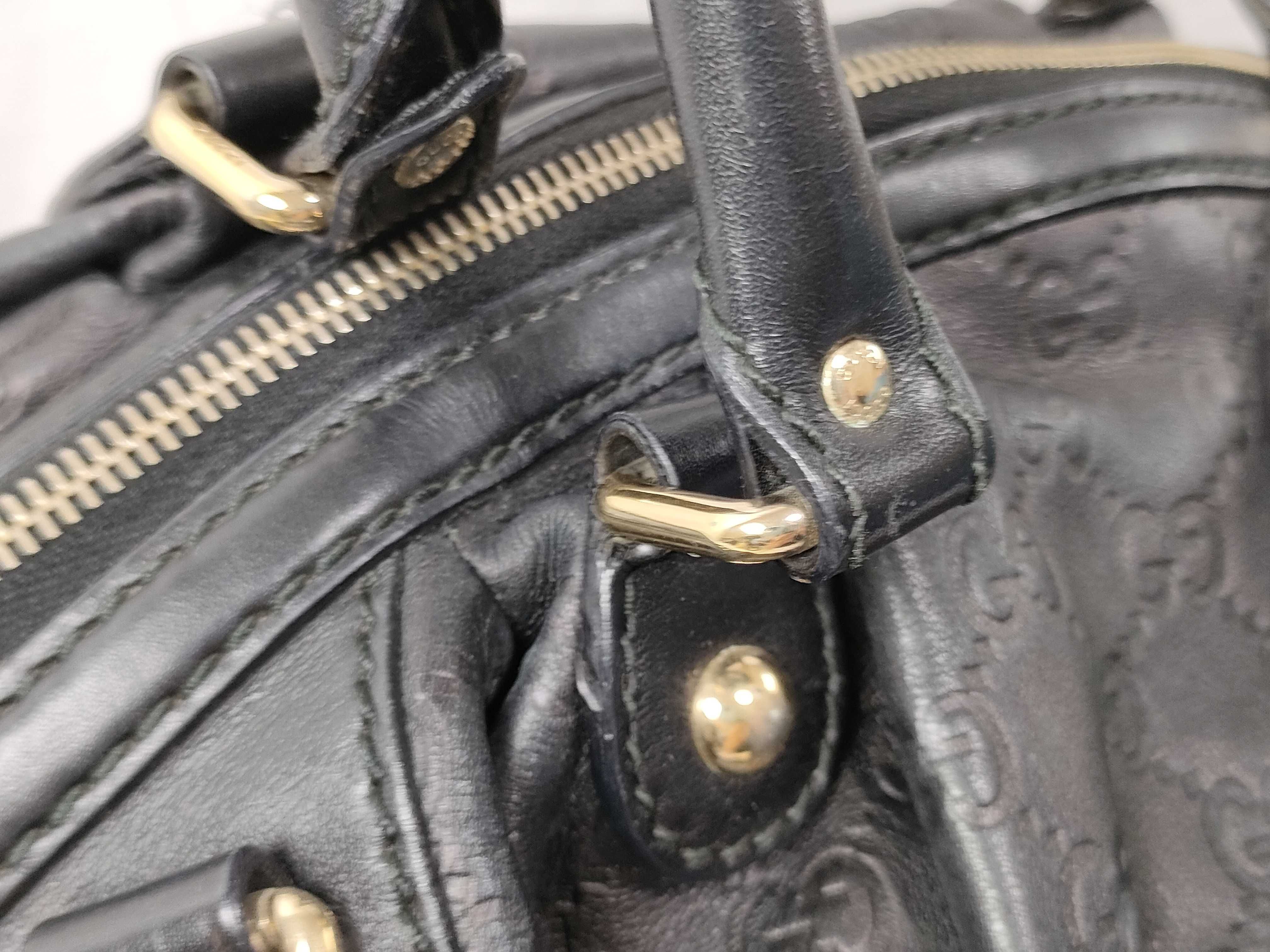 Black Leather Dumpling Bag with Long Shoulder Strap (Handbag) — view 5