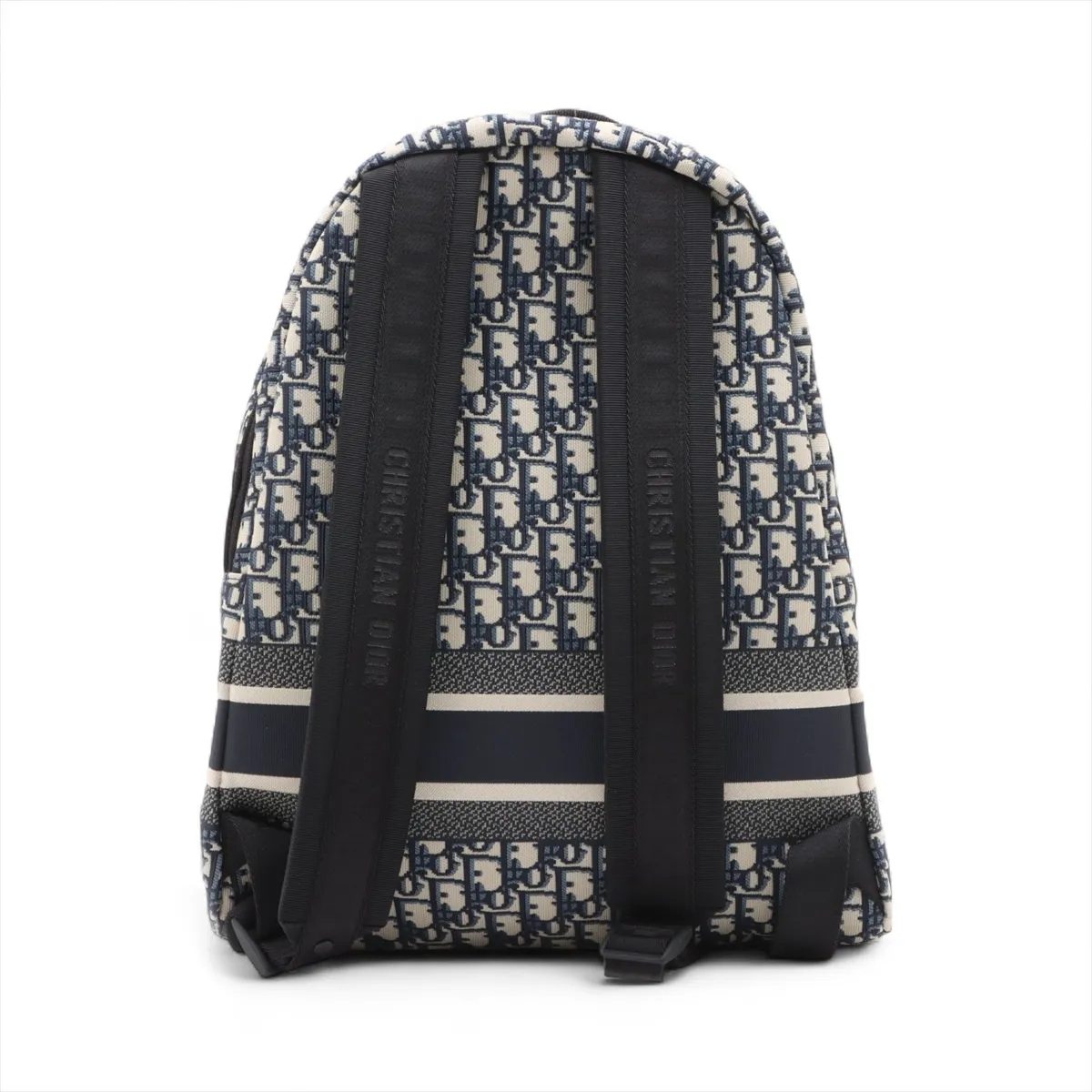 Oblique Jacquard Backpack/Rucksack, Beige x Navy — view 2