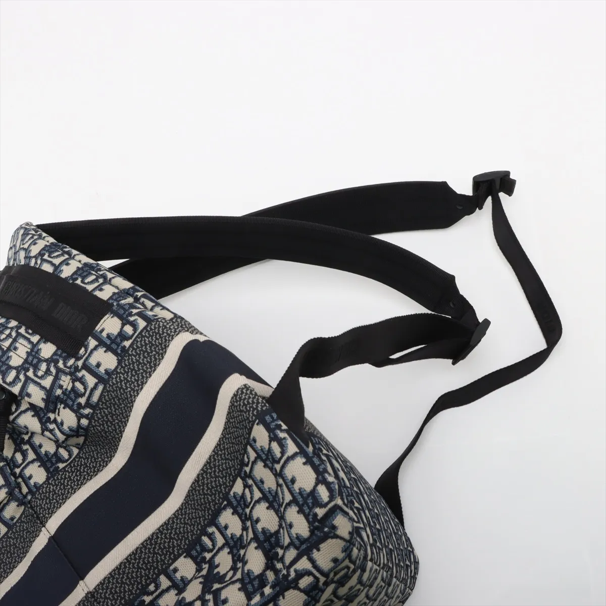 Oblique Jacquard Backpack/Rucksack, Beige x Navy — view 6