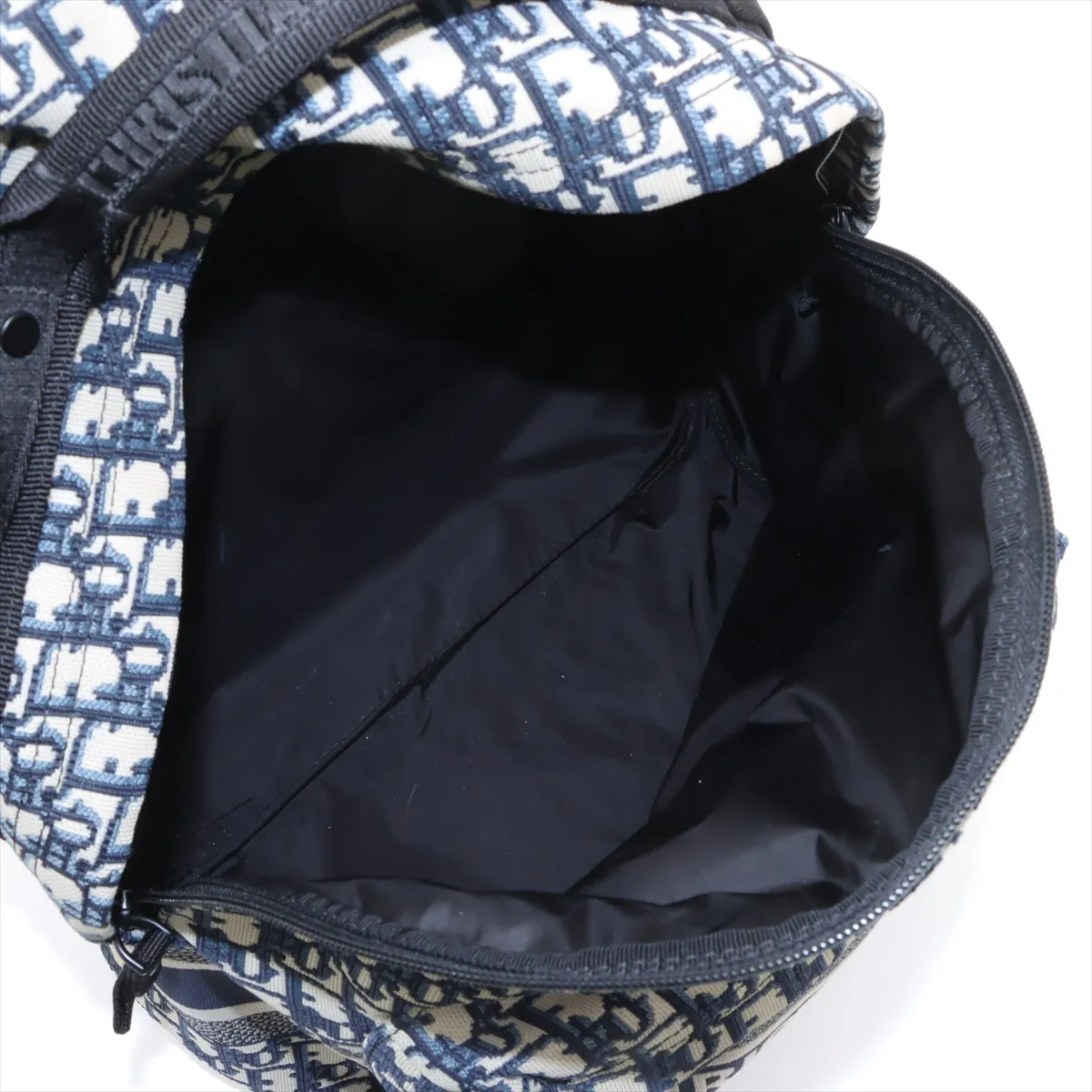 Oblique Jacquard Backpack/Rucksack, Beige x Navy — view 7