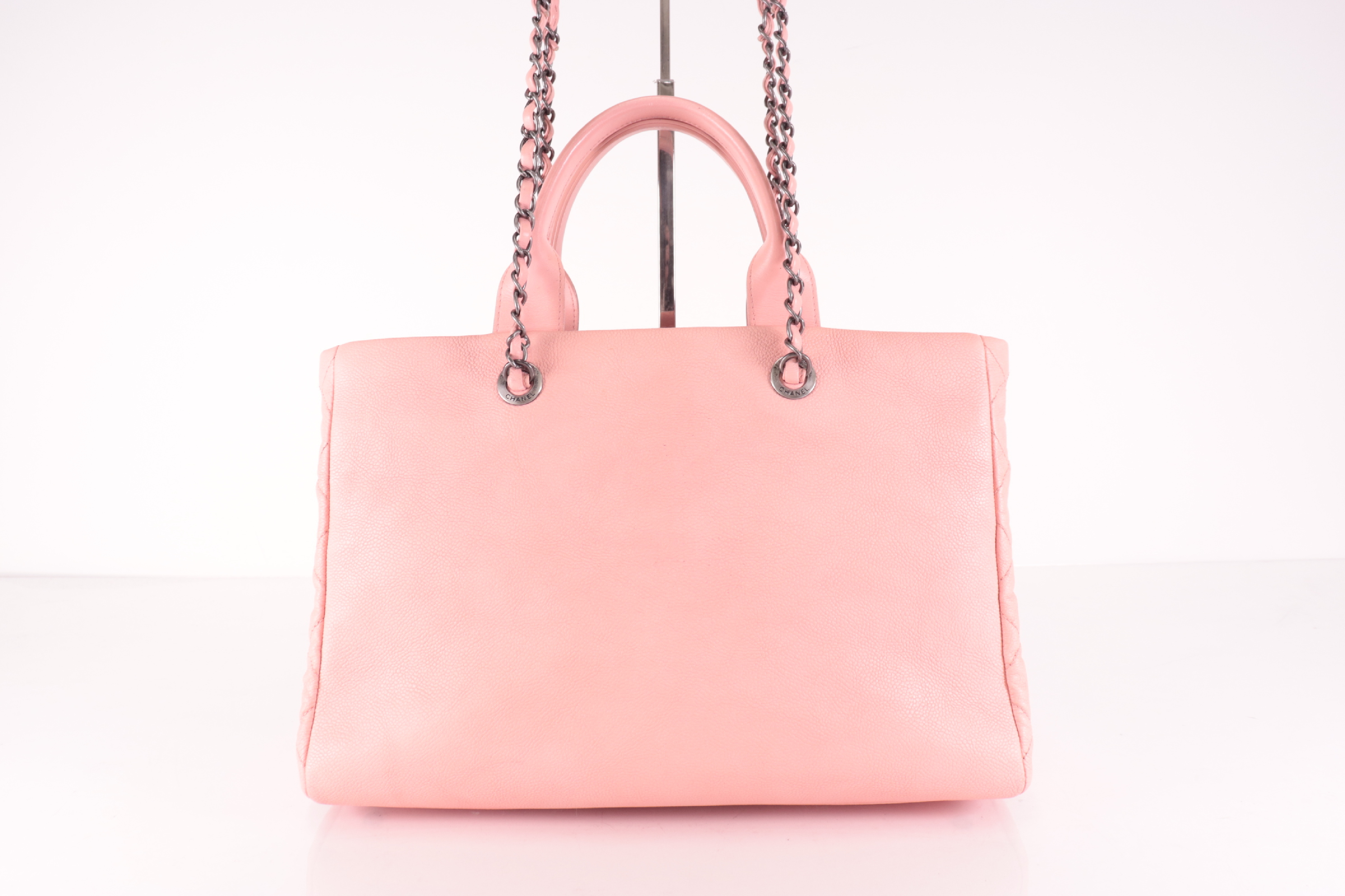Caviar Leather 2-Way Tote Bag, Pink, Silver Hardware, Series 22 — view 2