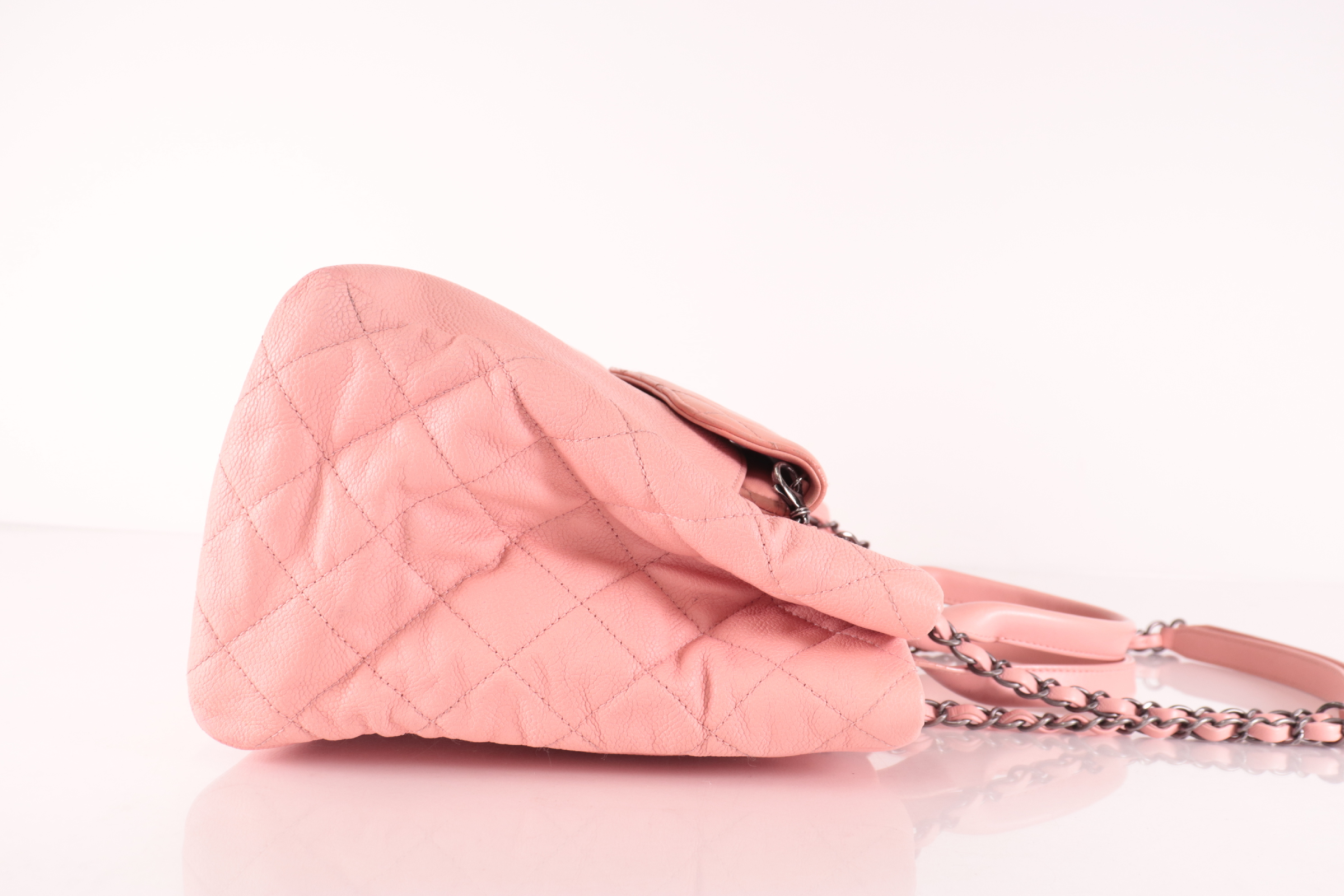 Caviar Leather 2-Way Tote Bag, Pink, Silver Hardware, Series 22 — view 4
