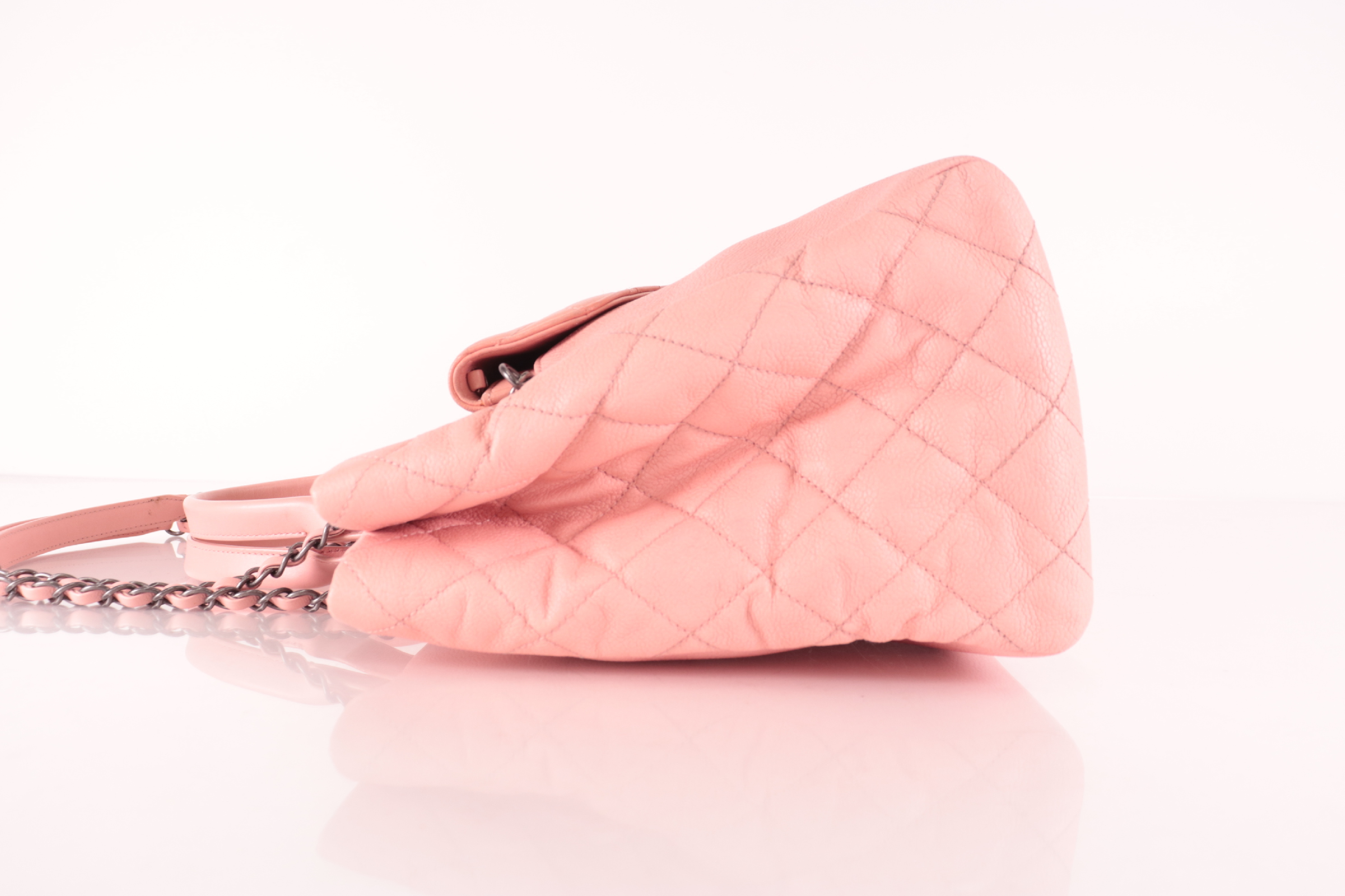 Caviar Leather 2-Way Tote Bag, Pink, Silver Hardware, Series 22 — view 5
