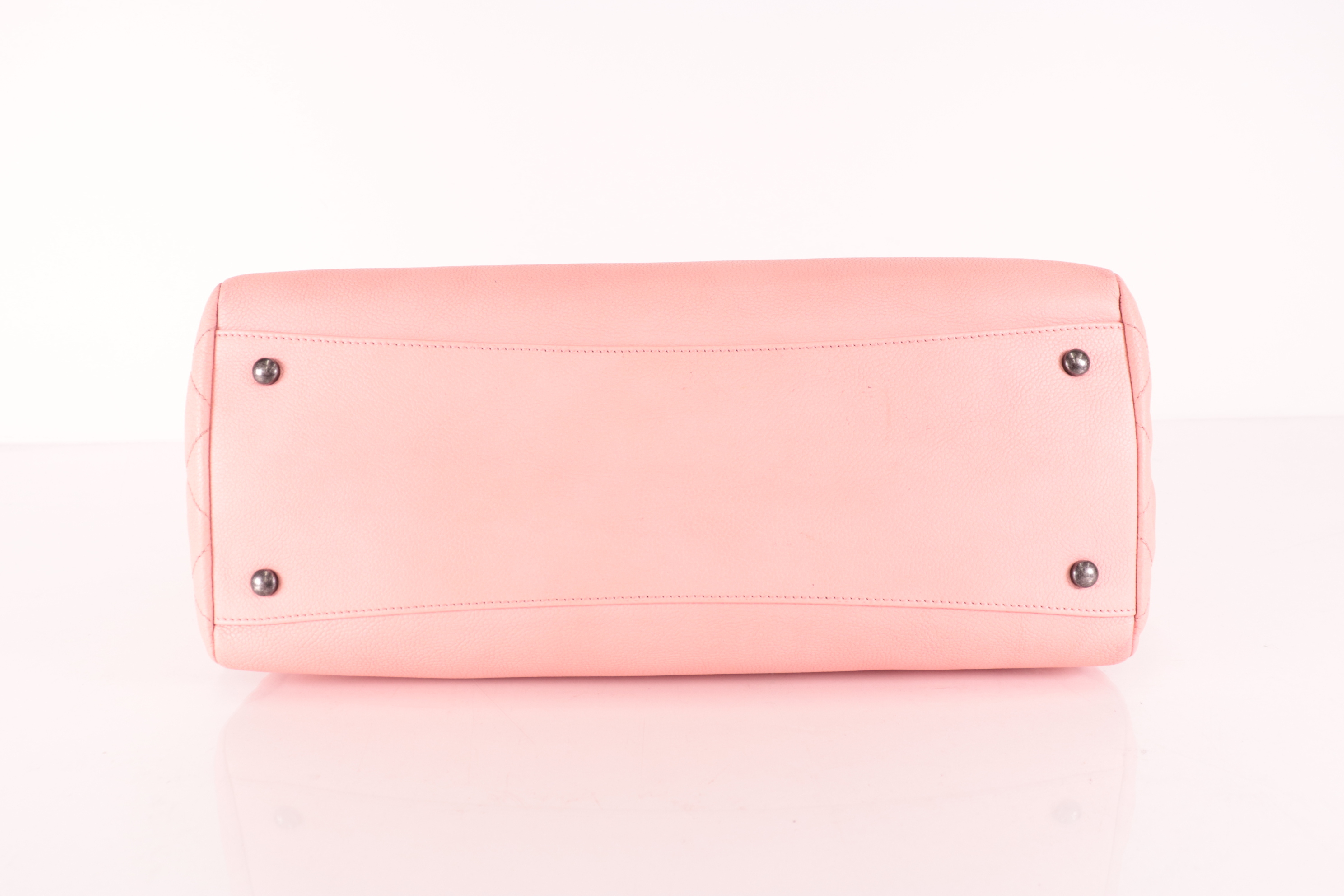 Caviar Leather 2-Way Tote Bag, Pink, Silver Hardware, Series 22 — view 7