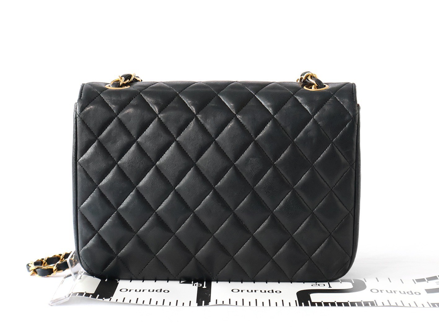 Matelassé Lambskin Chain Shoulder Bag, Black — view 2