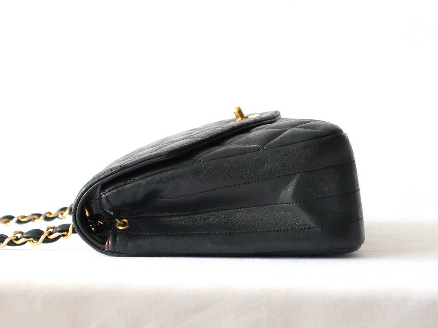 Matelassé Lambskin Chain Shoulder Bag, Black — view 7