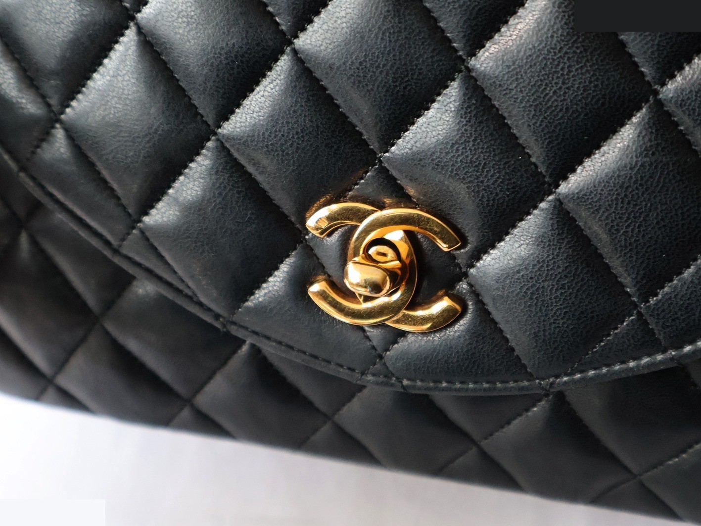 Matelassé Lambskin Chain Shoulder Bag, Black — view 9