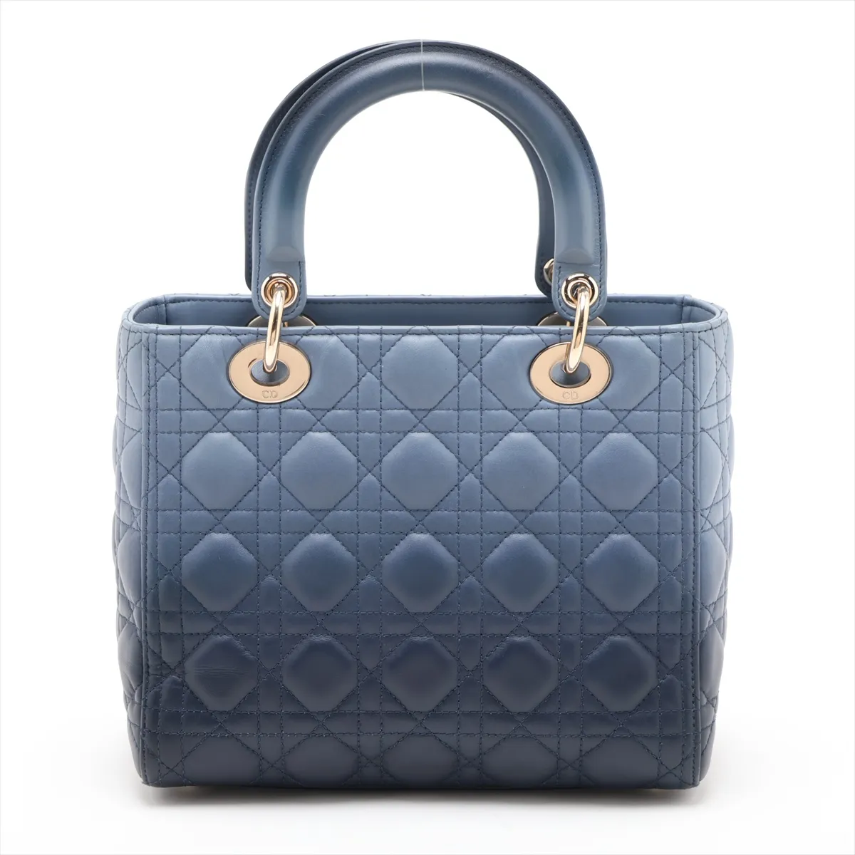 Cannage Lady Dior Leather 2-Way Handbag, Blue — view 2