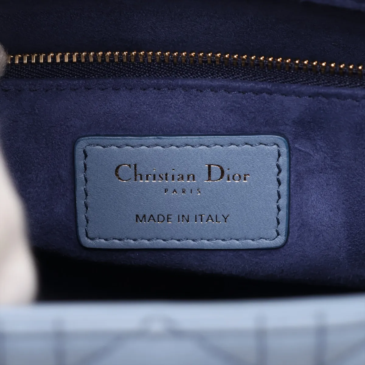 Cannage Lady Dior Leather 2-Way Handbag, Blue — view 11