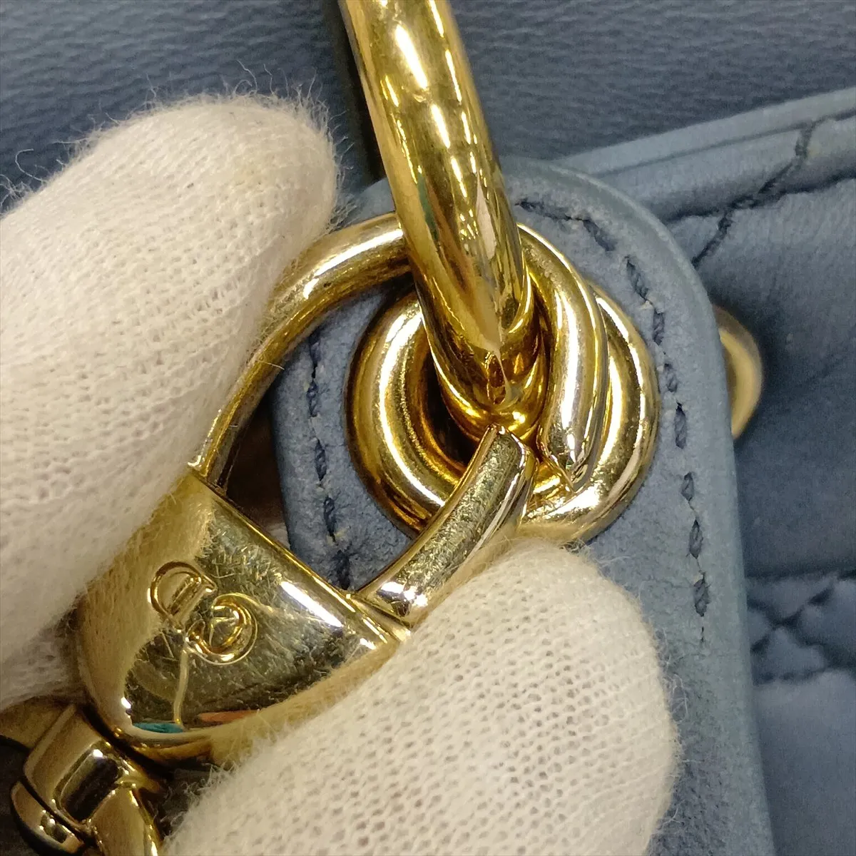Cannage Lady Dior Leather 2-Way Handbag, Blue — view 13