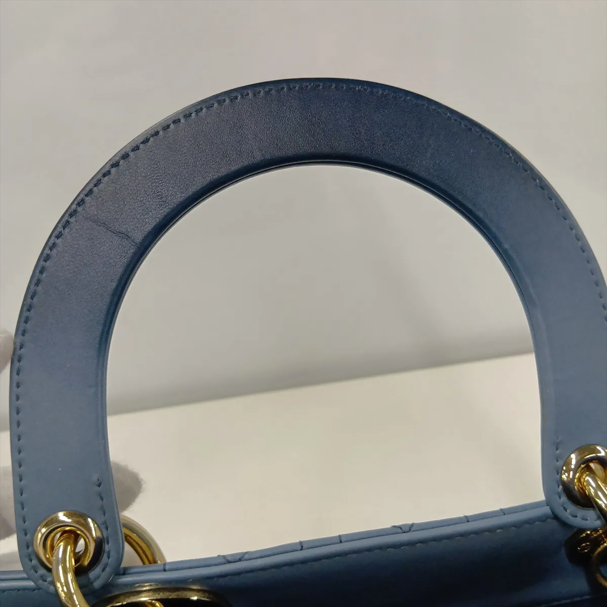 Cannage Lady Dior Leather 2-Way Handbag, Blue — view 14