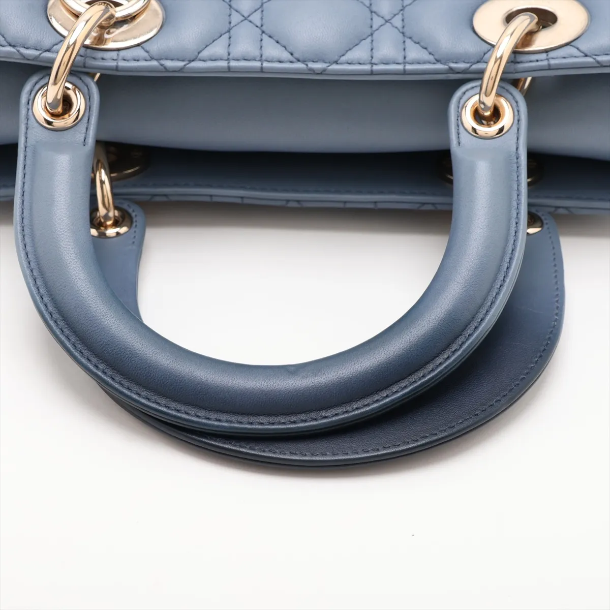 Cannage Lady Dior Leather 2-Way Handbag, Blue — view 5